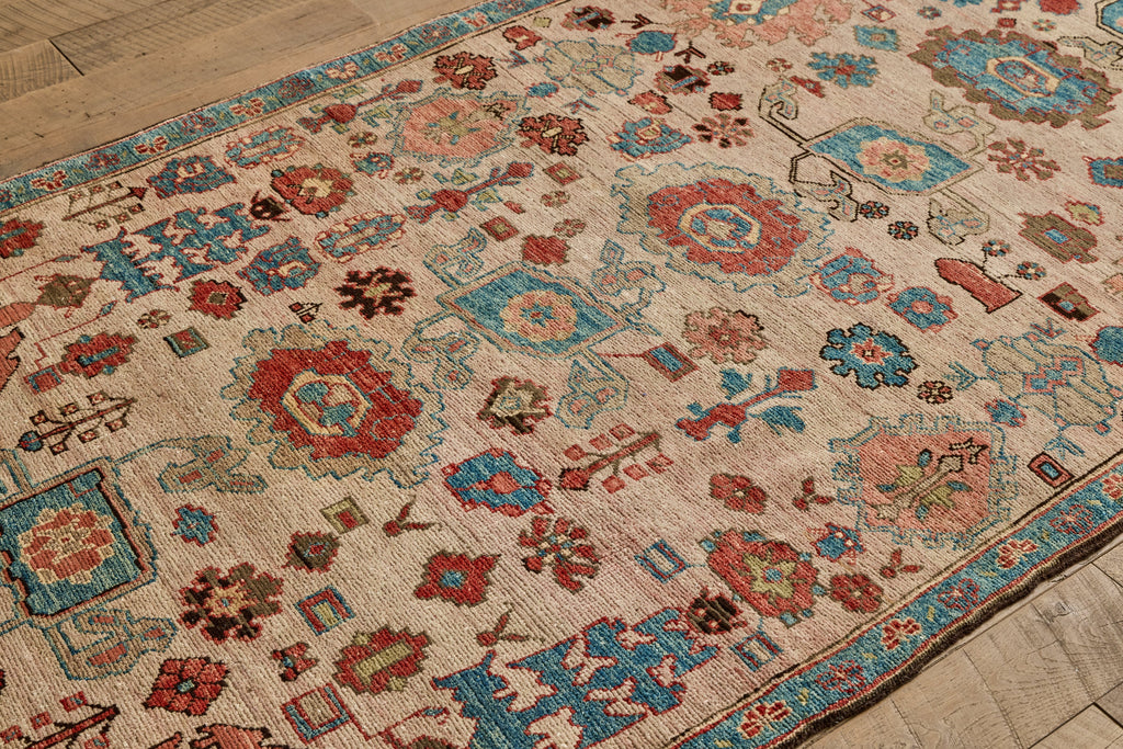 Nicky Kehoe - Blush & Blue Floral Heriz Rug 4'6 X 7'8