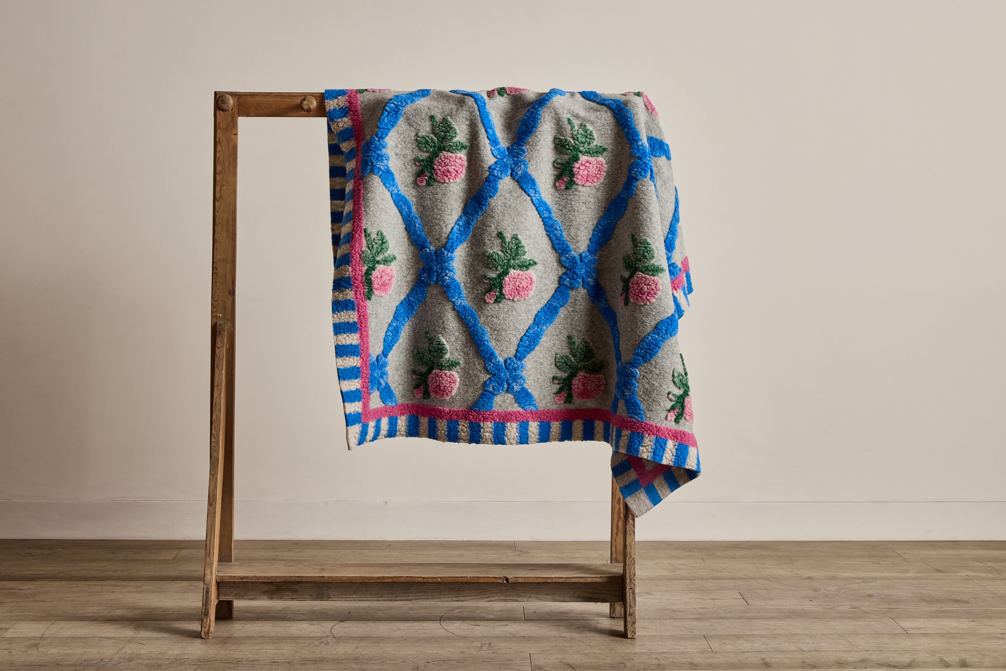 Nicky Kehoe - Italian Wool Throw in Pink and Blue