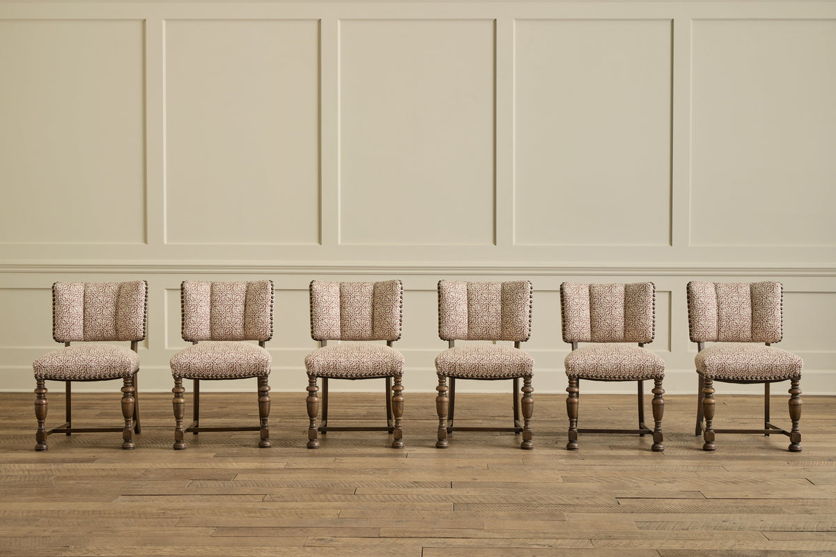 Nicky Kehoe - VTG SET OF 6 DARK OAK DINING CHAIRS