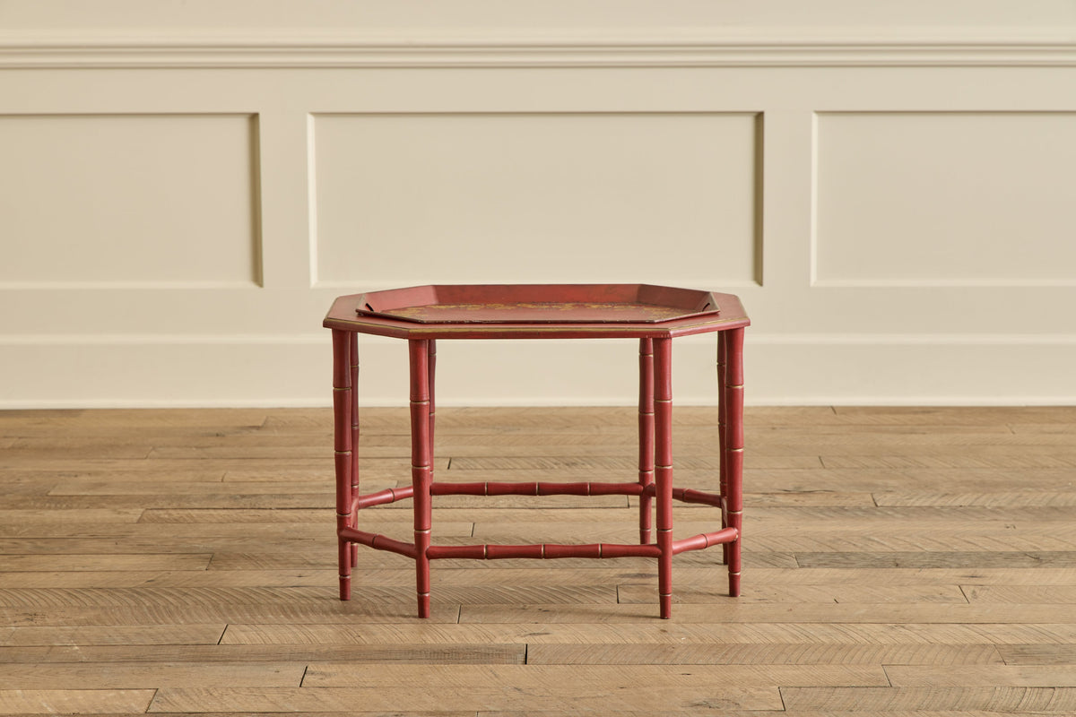 Nicky Kehoe - VTG RED TOLE TRAY TABLE