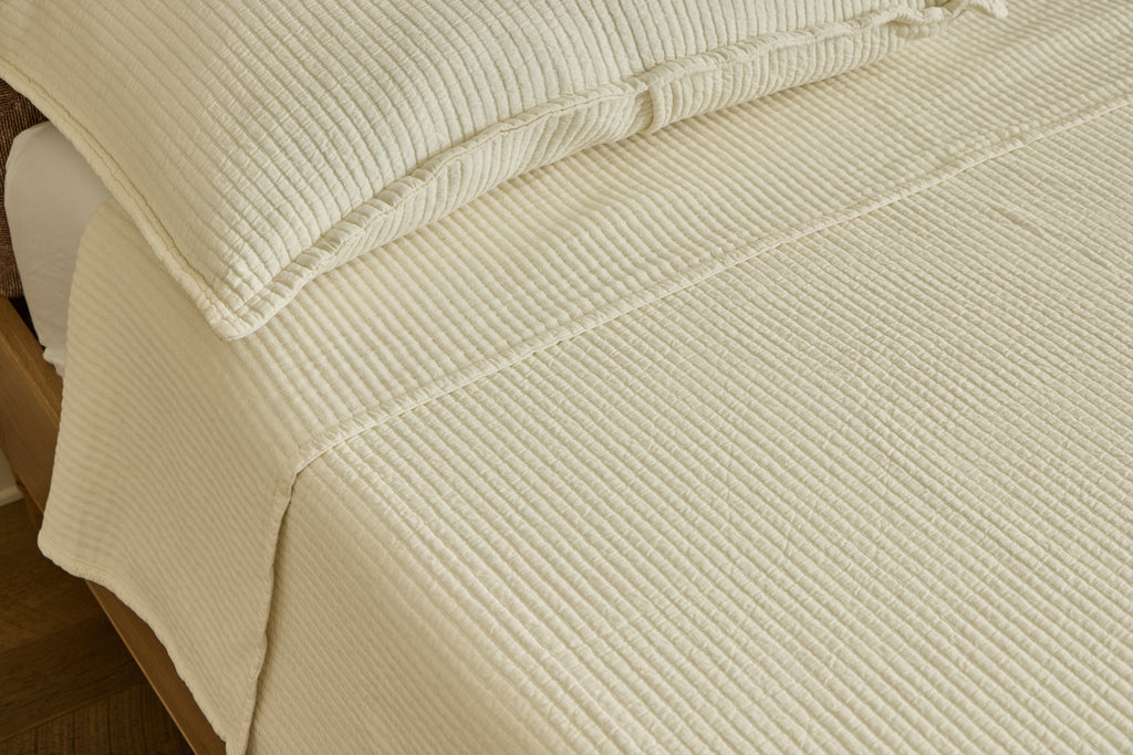 Nicky Kehoe - Hudson Ribbed Coverlet in Cream
