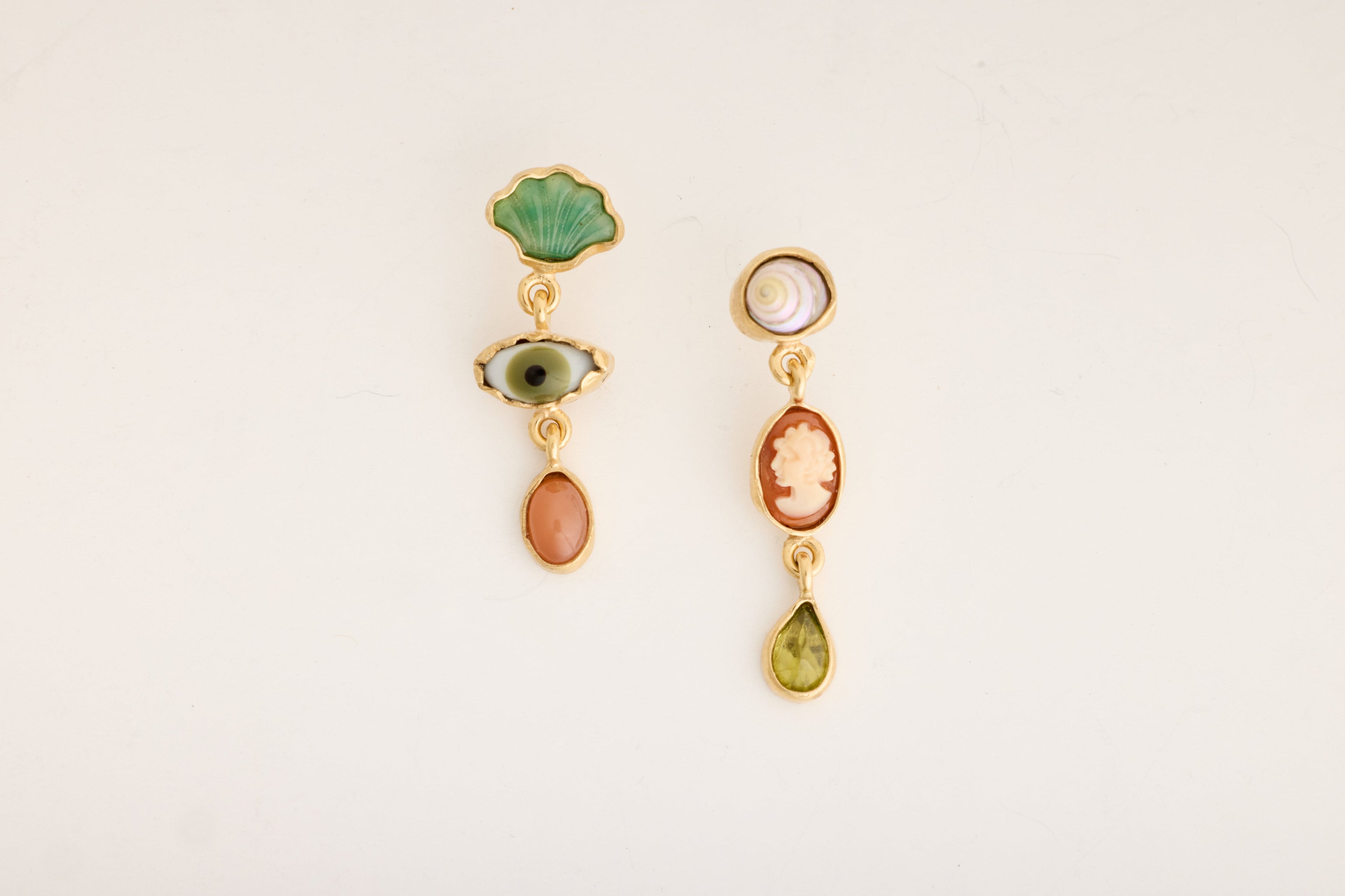Nicky Kehoe - Three Charm Moving Drop Earrings
