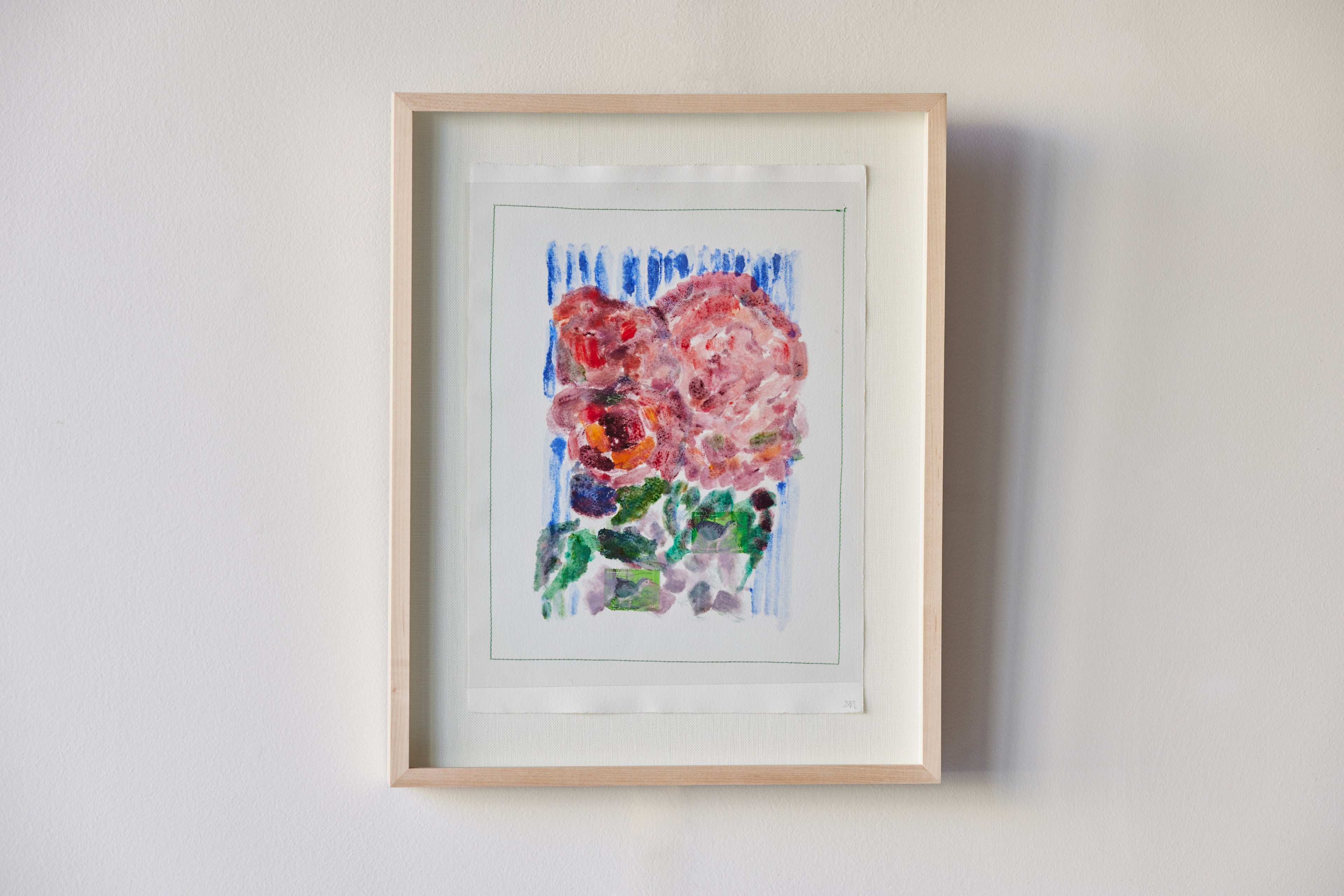 Nicky Kehoe - Pink Roses on Blue Stripes