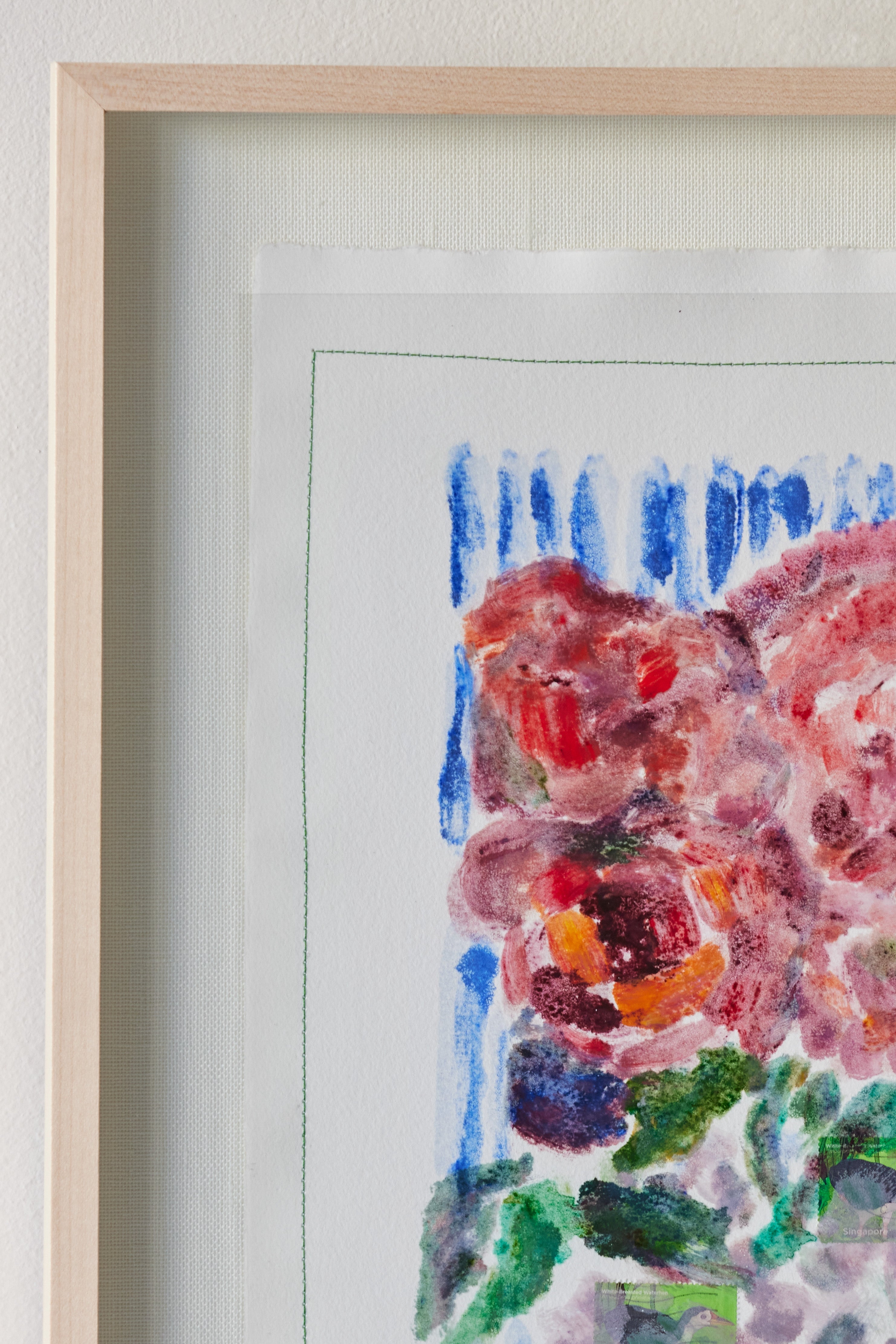 Nicky Kehoe - Pink Roses on Blue Stripes
