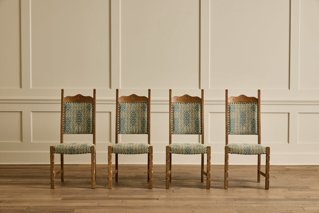 Nicky Kehoe - Set of 4 Carved Oak Dining Chairs