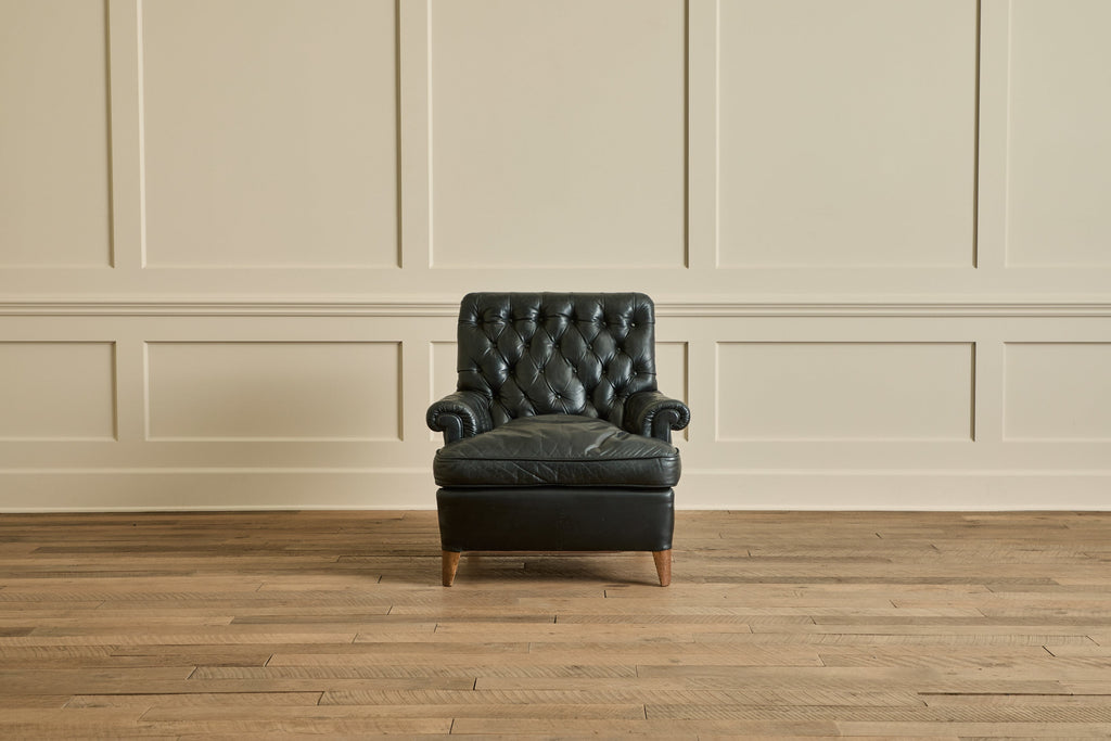Nicky Kehoe - Pair of Tufted Black Leather Chairs