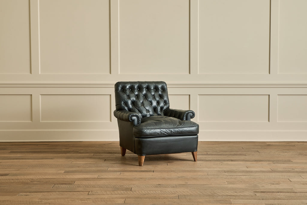 Nicky Kehoe - Pair of Tufted Black Leather Chairs