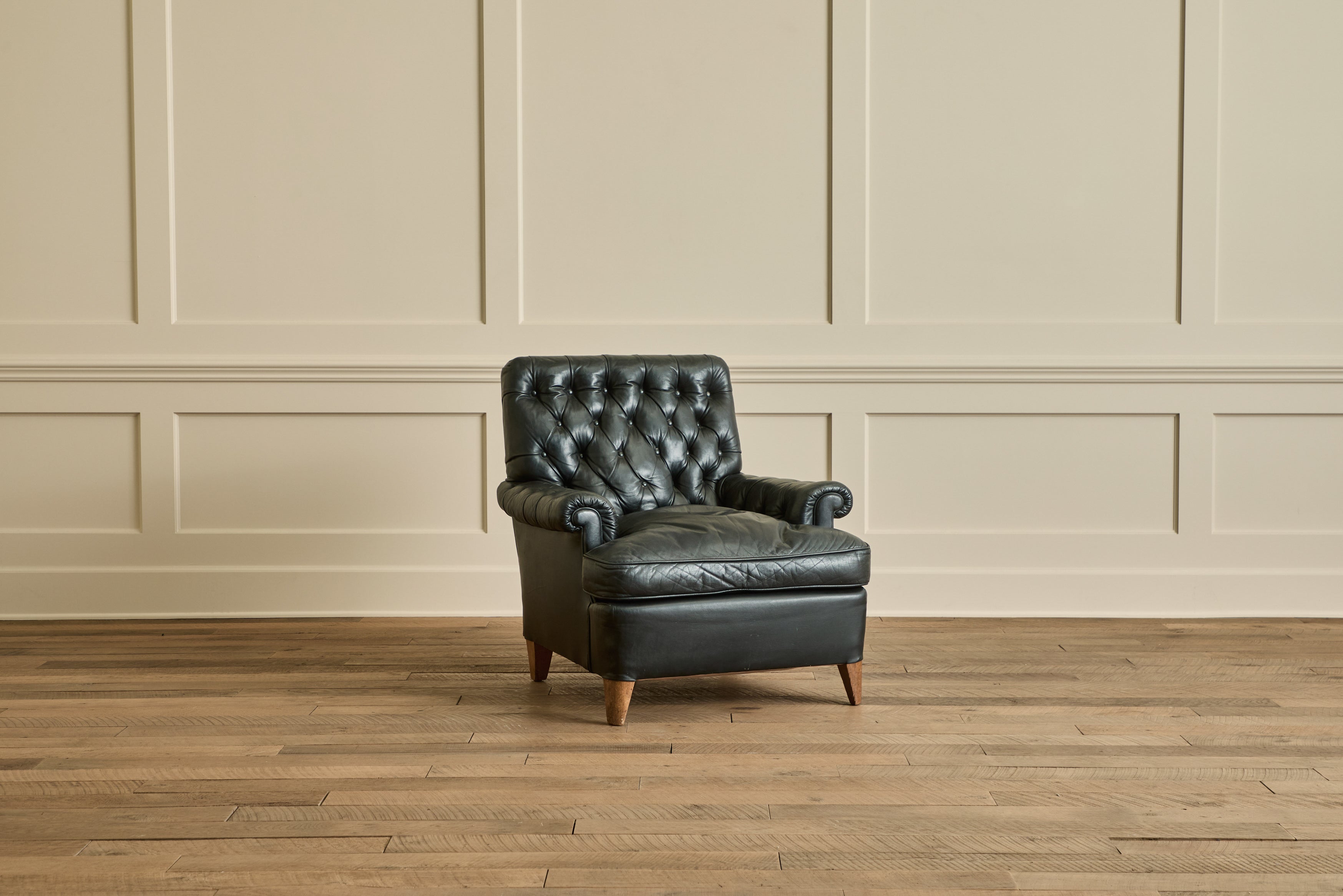 Nicky Kehoe - Pair of Tufted Black Leather Chairs
