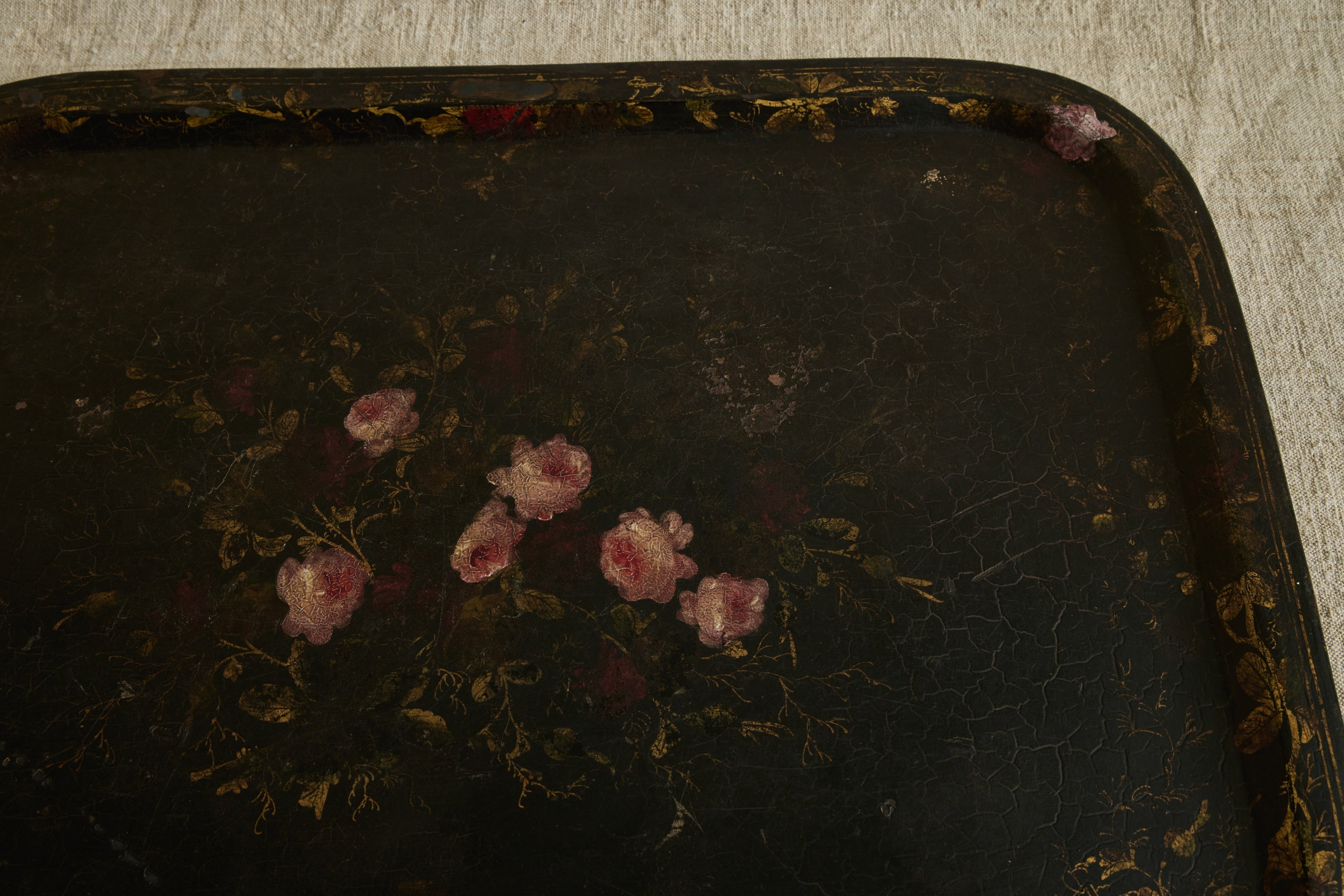 Nicky Kehoe - 19th Century Rose Tole Painted Tray
