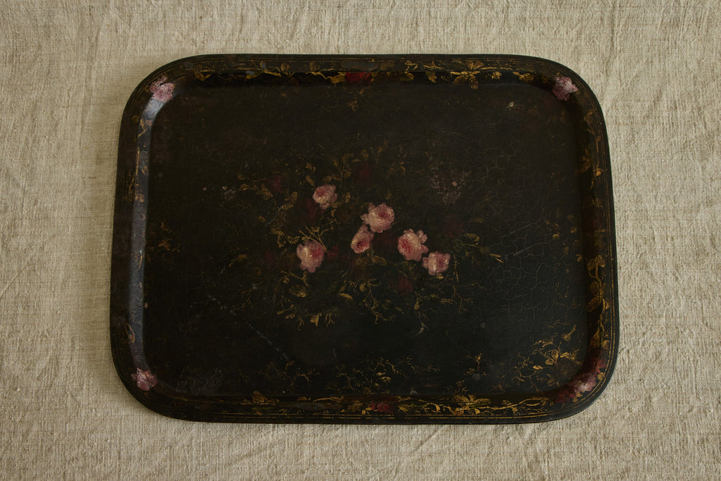 Nicky Kehoe - 19th Century Rose Tole Painted Tray