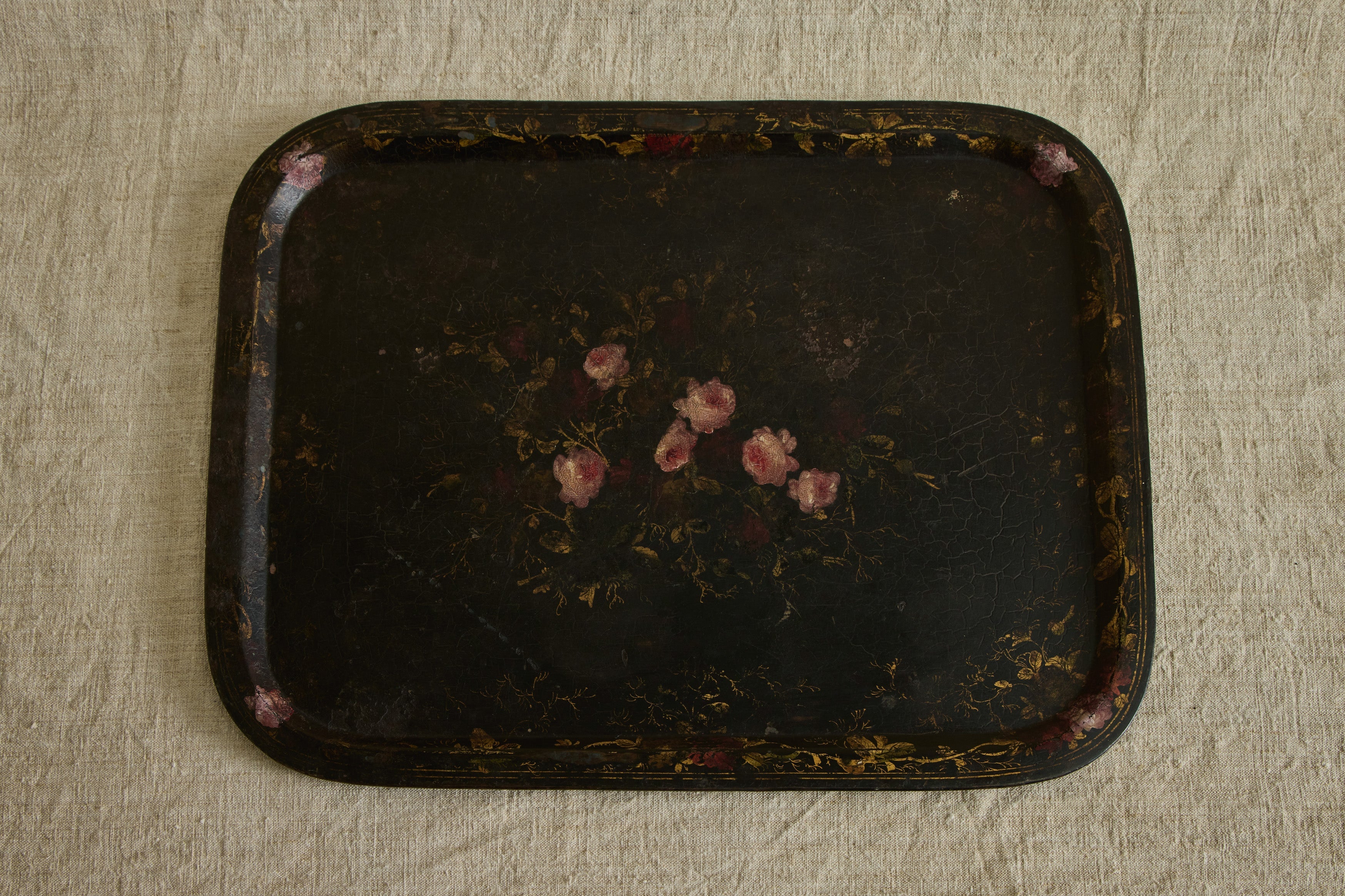 Nicky Kehoe - 19th Century Rose Tole Painted Tray