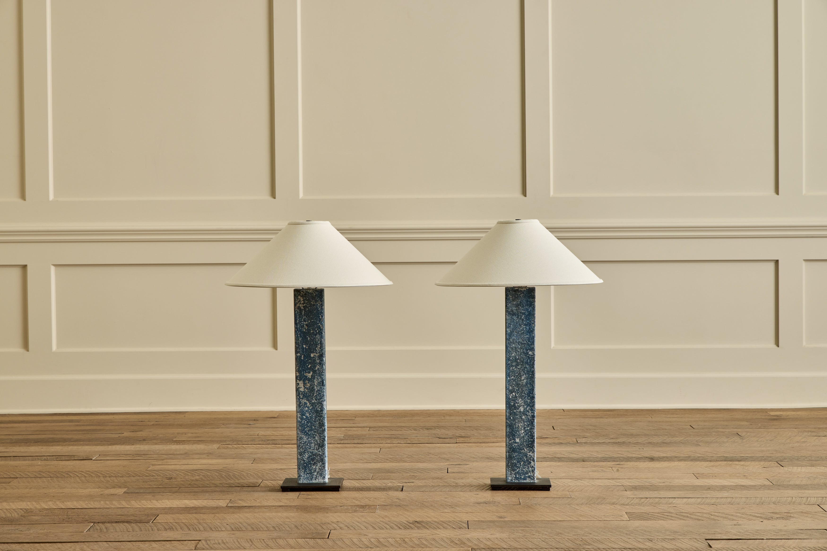 Nicky Kehoe - VTG PAIR OF BLUE OXIDIZED METAL LAMPS