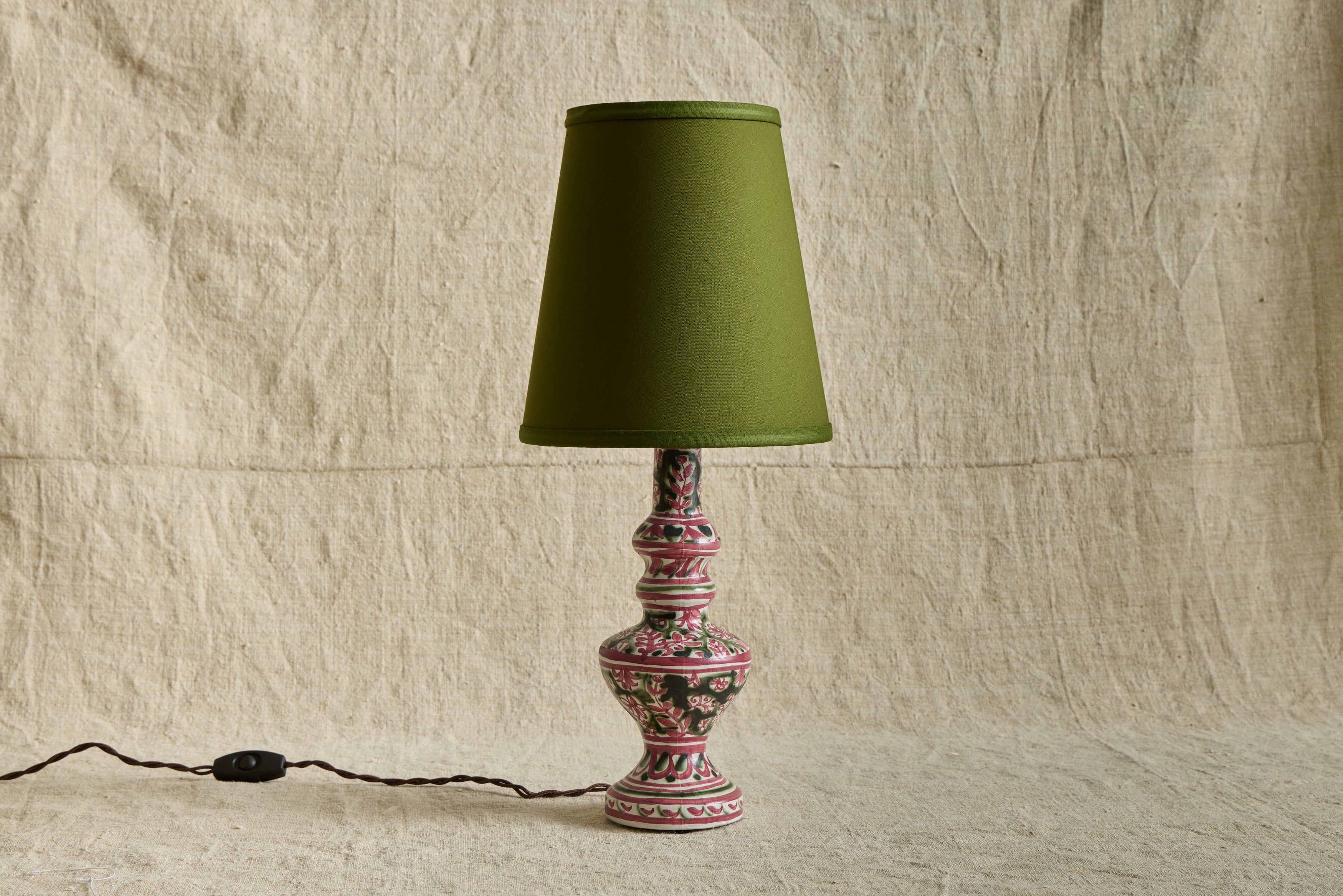 Nicky Kehoe - VTG PINK FLORAL CERAMIC LAMP