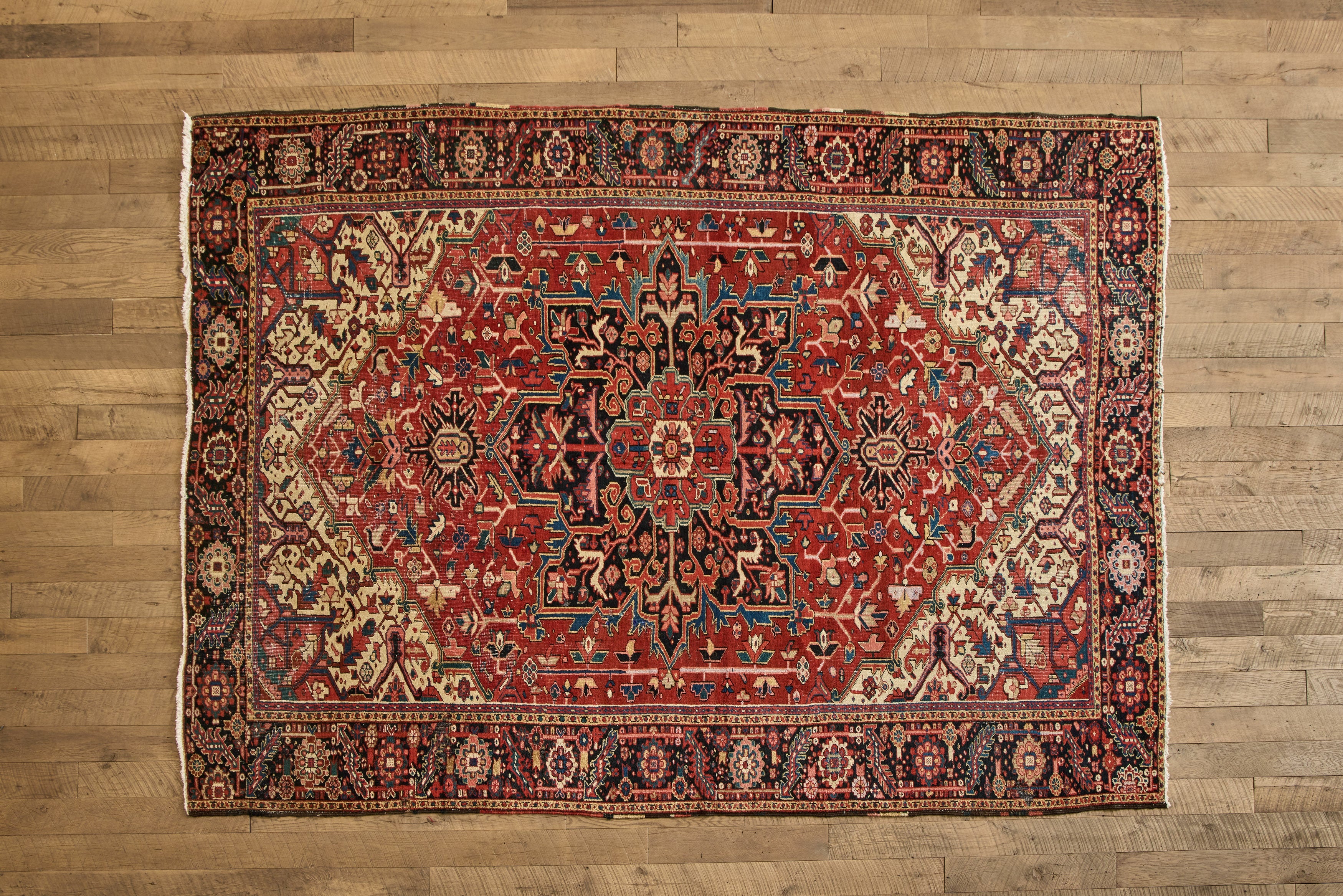 Nicky Kehoe - VTG RED & BLUE HERIZ RUG 8'4 X 11'4