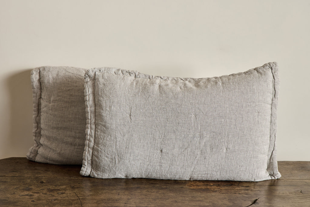 Nicky Kehoe - Ticking Stripe Shams in Fog, Set of 2