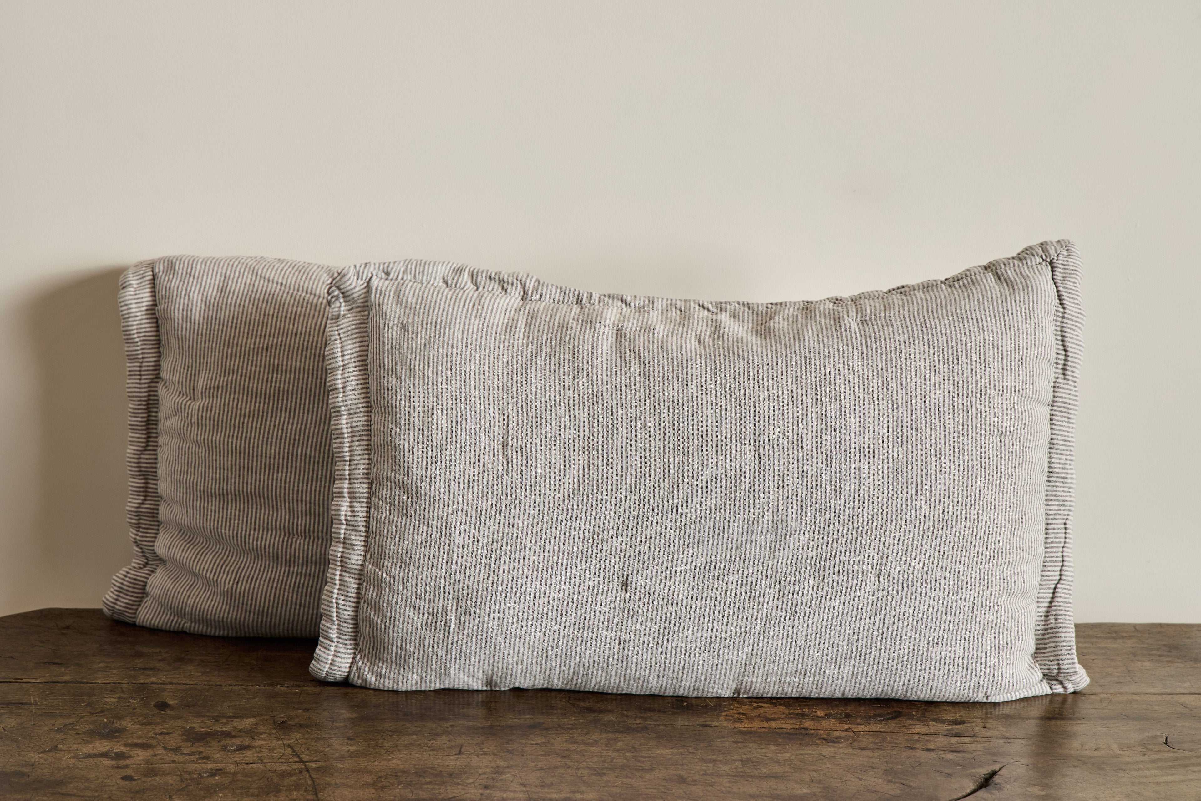 Nicky Kehoe - Ticking Stripe Shams in Fog, Set of 2