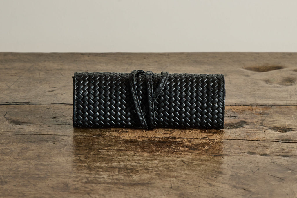 Nicky Kehoe - Black Woven Leather Jewelry Roll