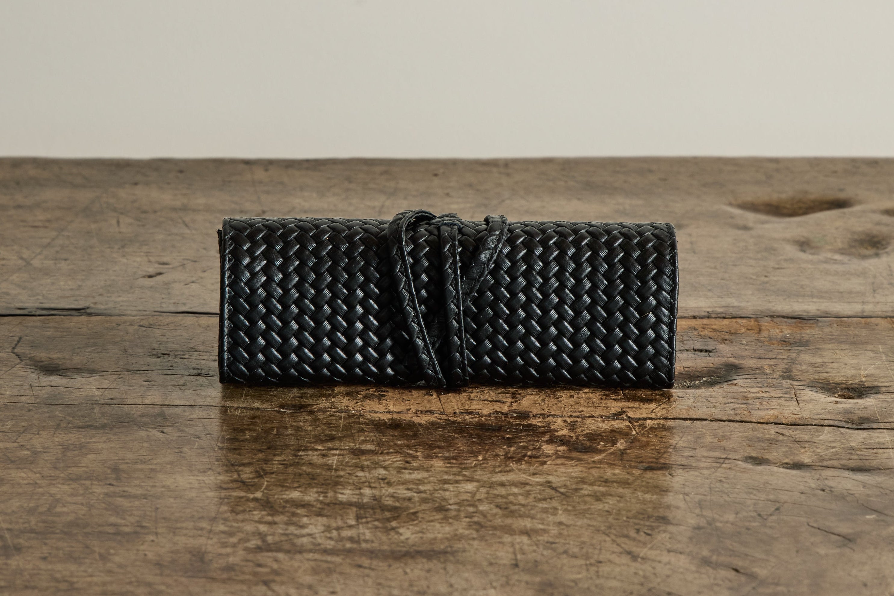 Nicky Kehoe - Black Woven Leather Jewelry Roll