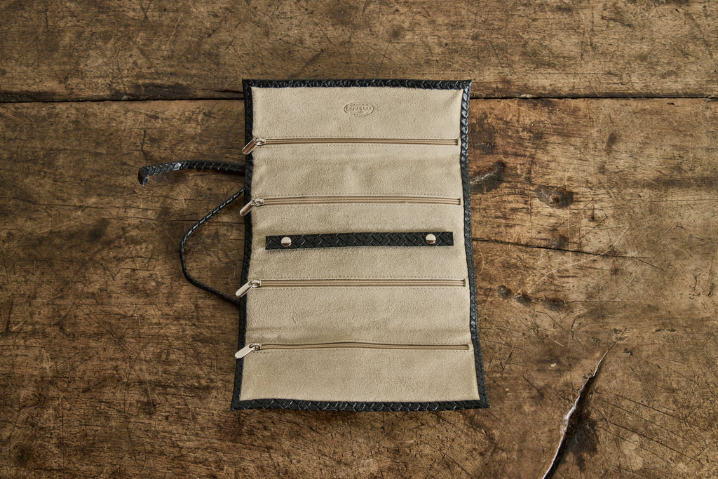 Nicky Kehoe - Black Woven Leather Jewelry Roll