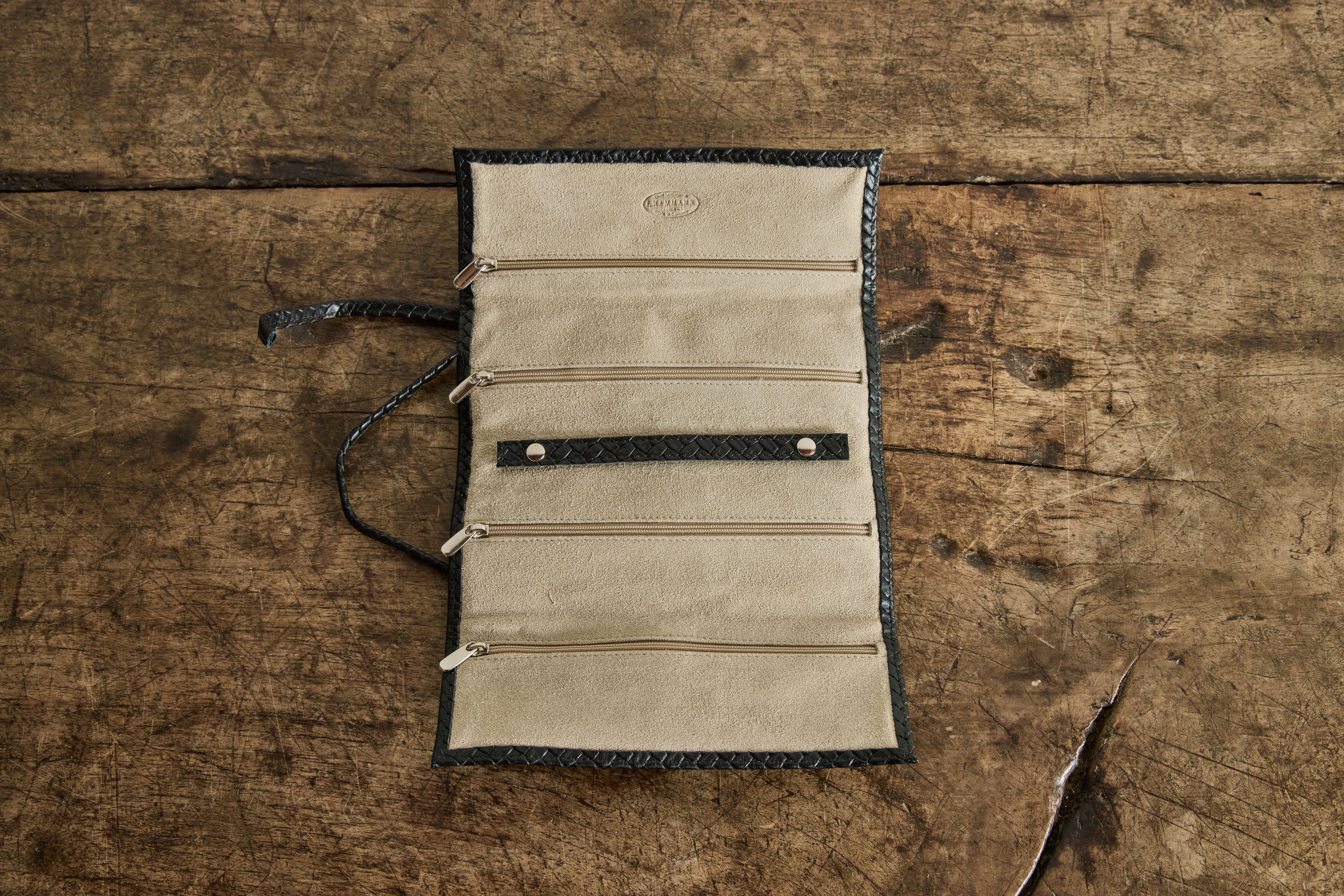 Nicky Kehoe - Black Woven Leather Jewelry Roll