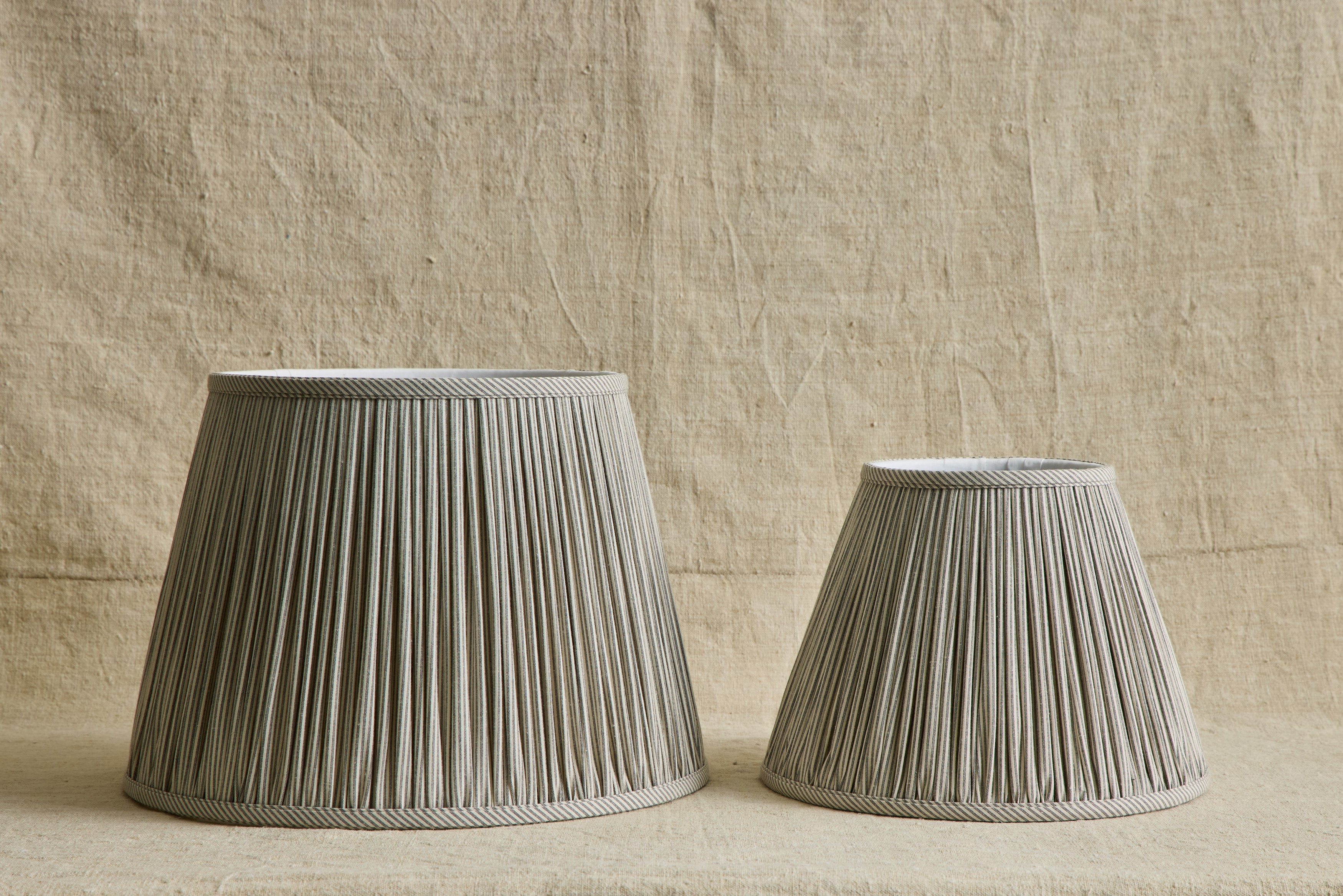 Nicky Kehoe - Humbug Brown & White Ticking Pleated Lampshade (Multiple Styles)