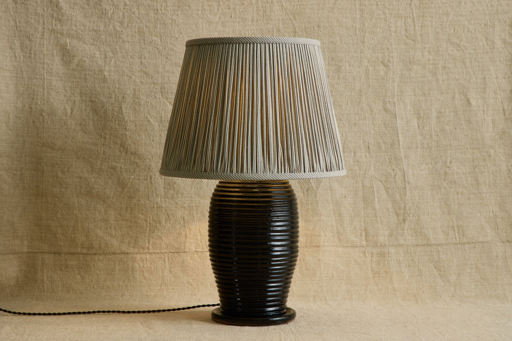 Nicky Kehoe - Humbug Brown & White Ticking Pleated Lampshade (Multiple Styles)