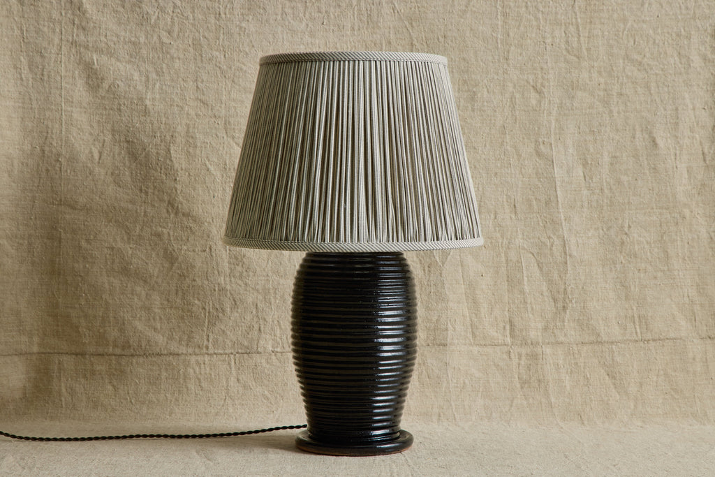 Nicky Kehoe - Humbug Brown & White Ticking Pleated Lampshade (Multiple Styles)