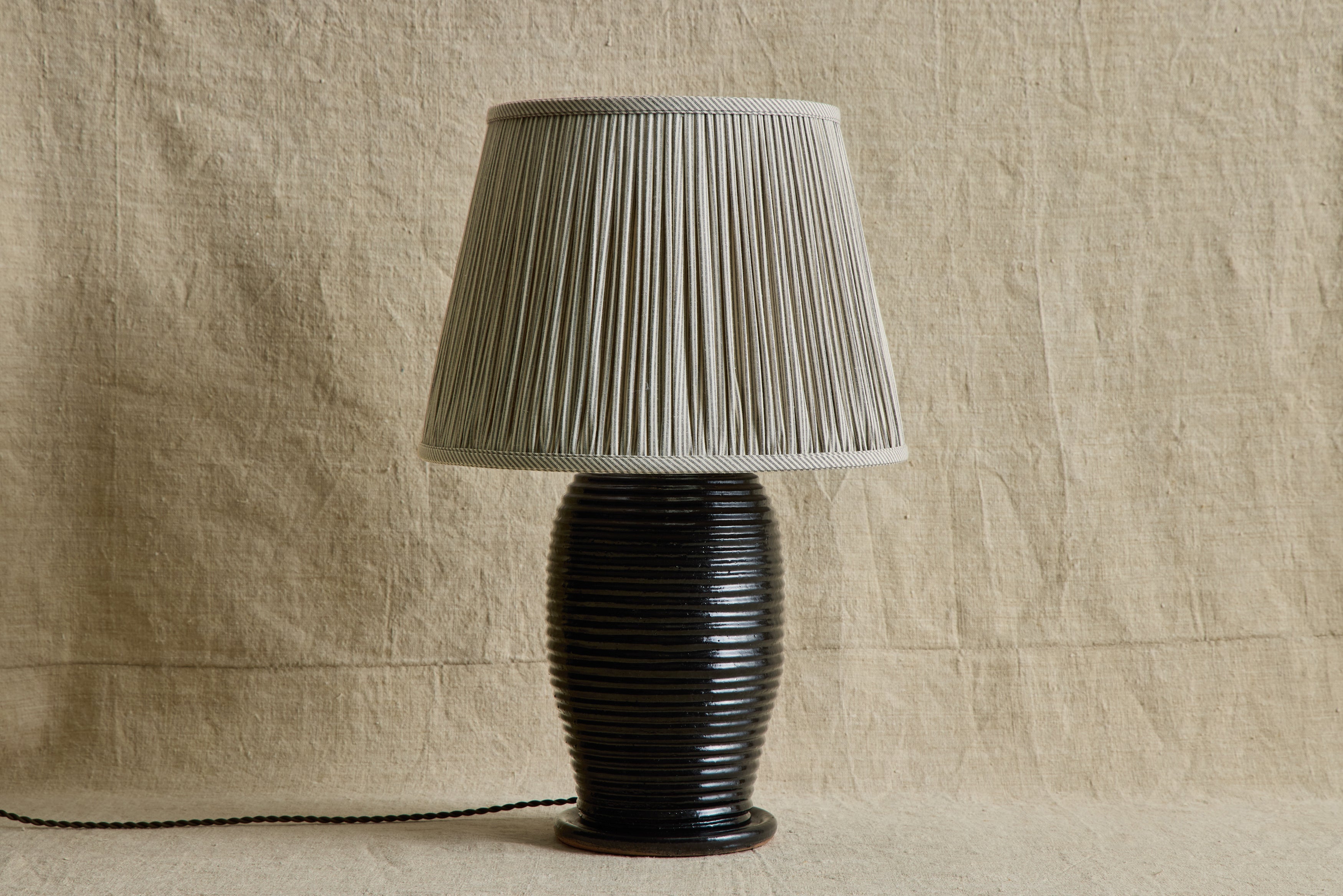 Nicky Kehoe - Humbug Brown & White Ticking Pleated Lampshade (Multiple Styles)