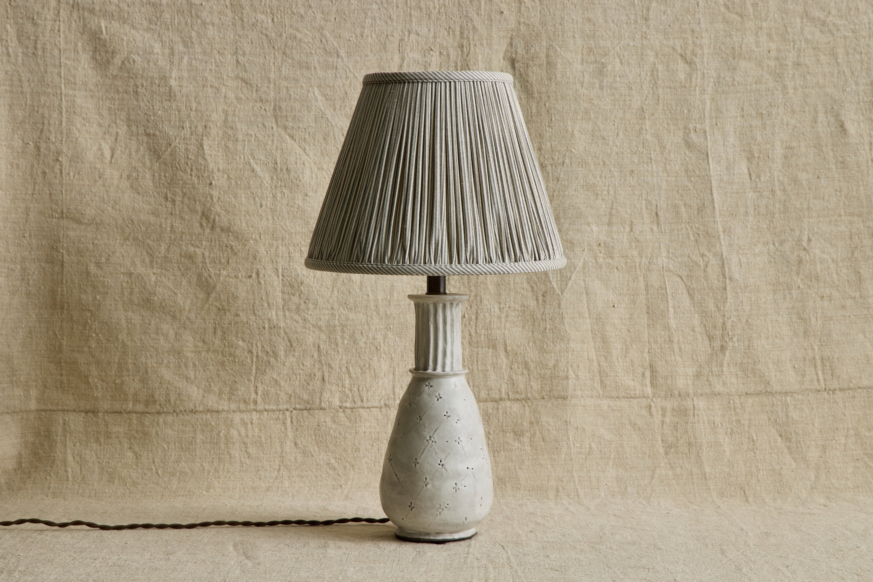 Nicky Kehoe - Humbug Brown & White Ticking Pleated Lampshade (Multiple Styles)