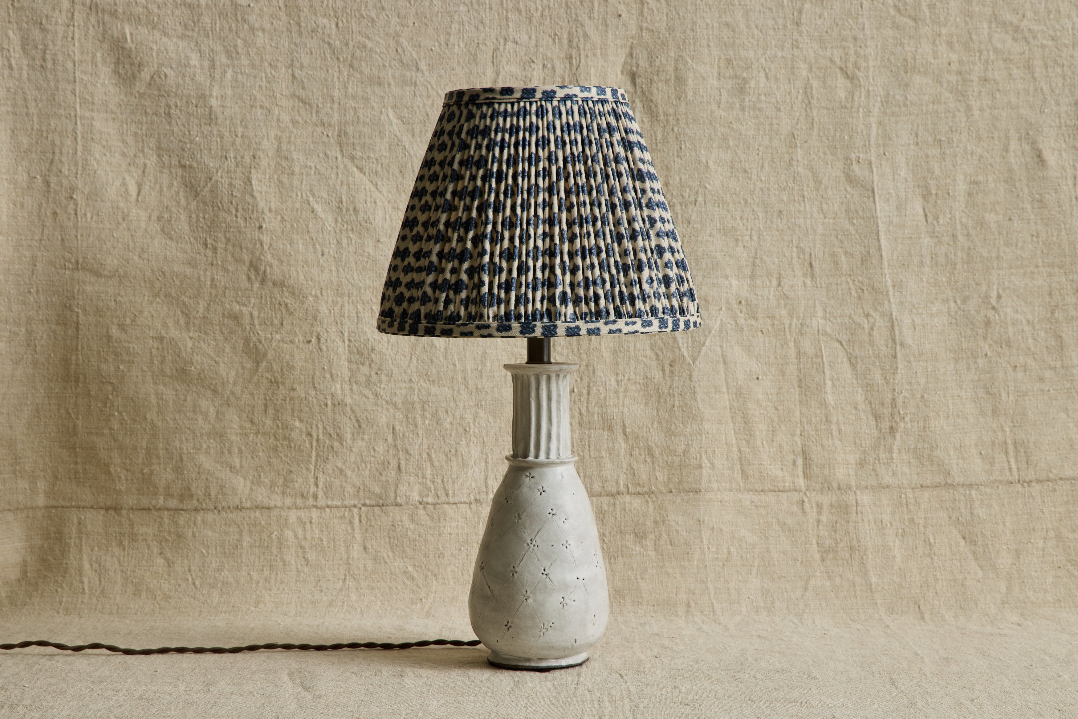 Nicky Kehoe - Knurl Woad Linen Pleated Lampshade (Multiple Styles)