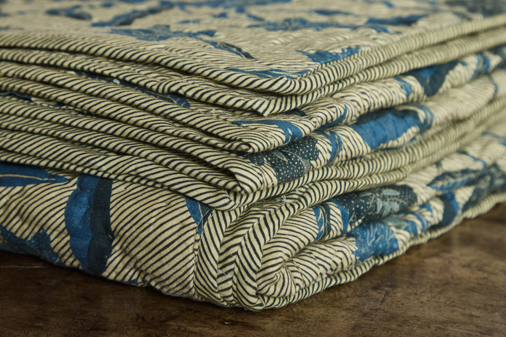 Nicky Kehoe - Navy and Creme Hash Stripe Quilt