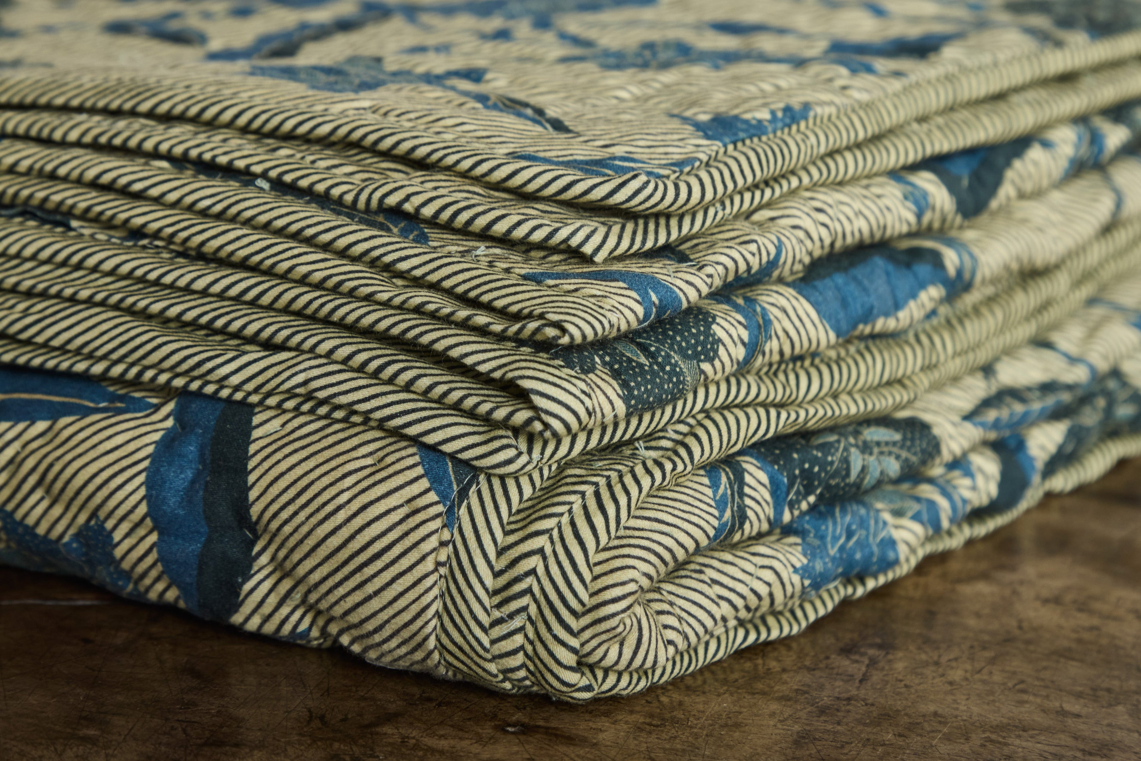 Nicky Kehoe - Navy and Creme Hash Stripe Quilt