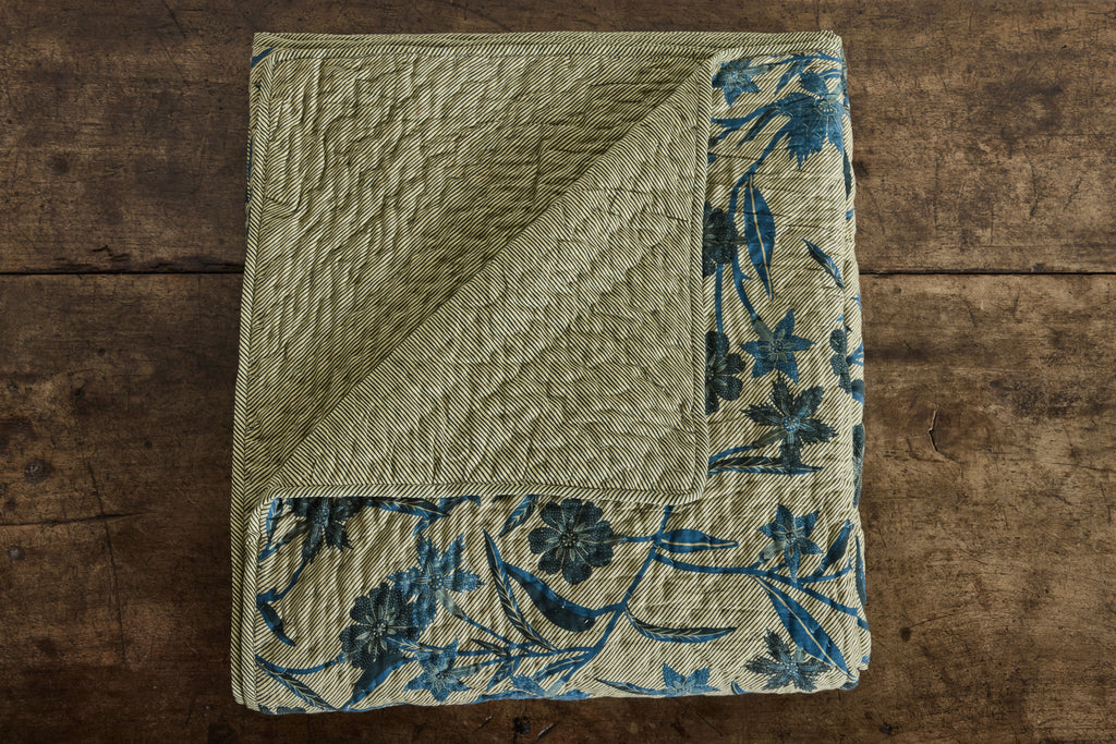 Nicky Kehoe - Navy and Creme Hash Stripe Quilt