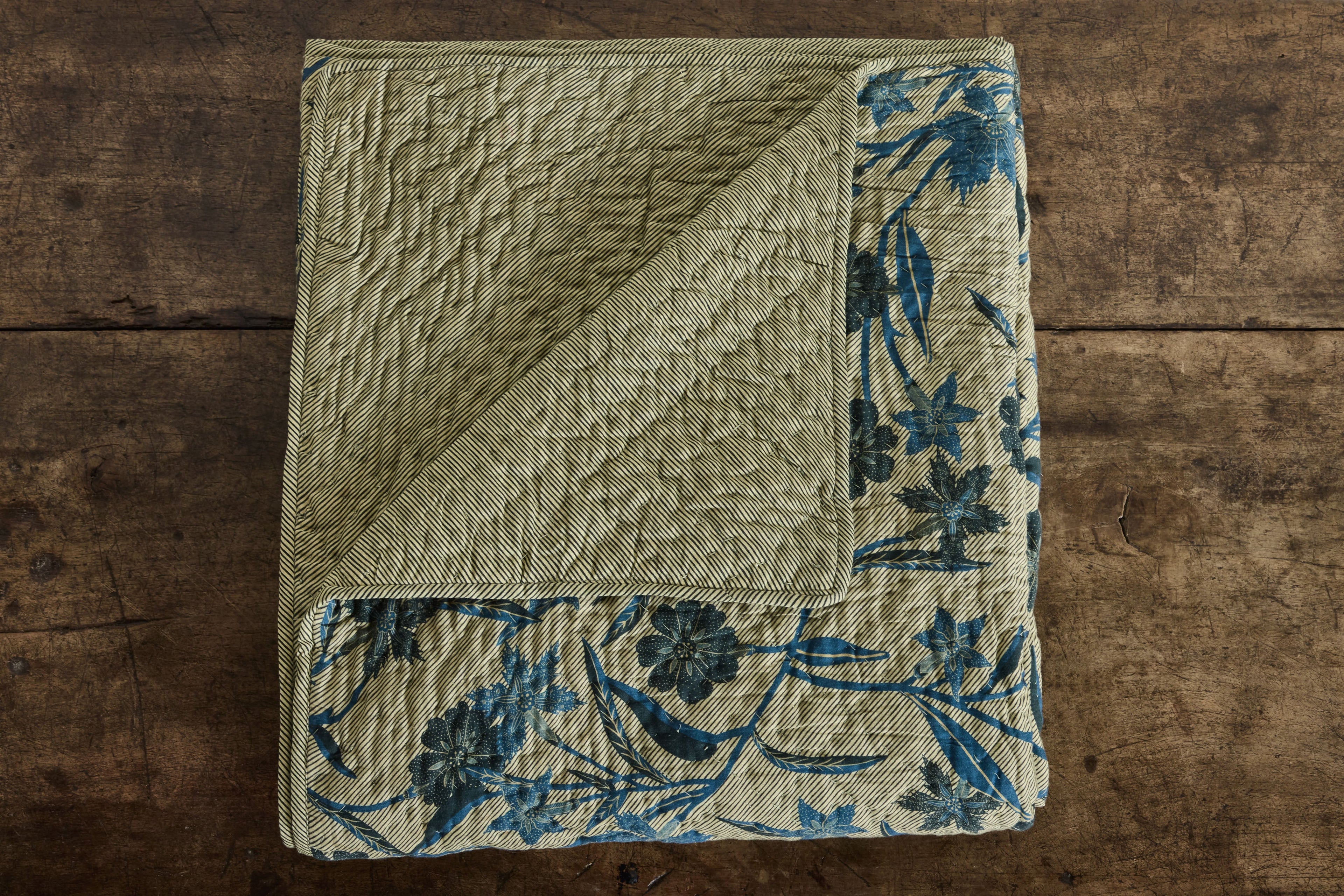 Nicky Kehoe - Navy and Creme Hash Stripe Quilt