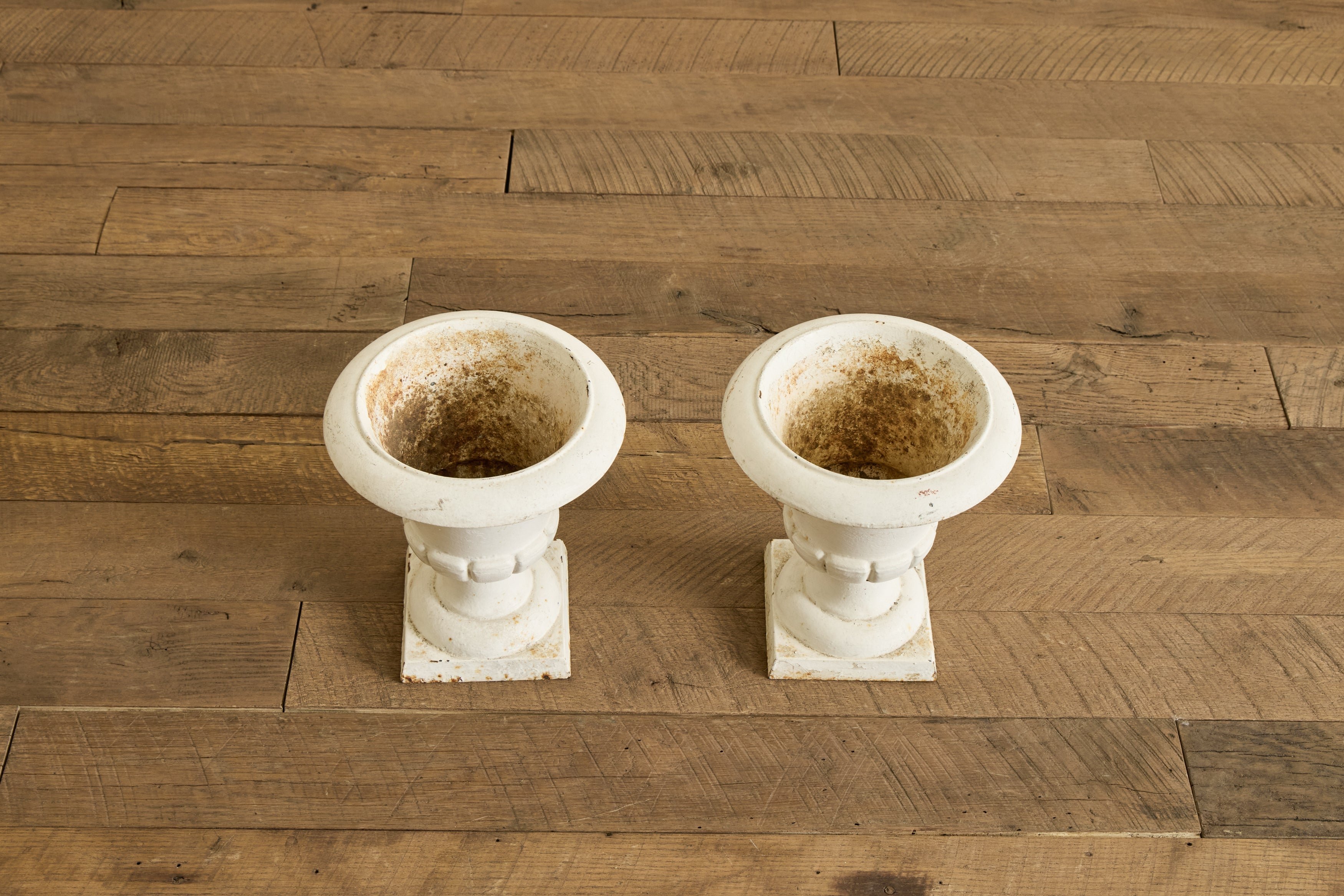 Nicky Kehoe - Pair of White Iron Garden Urns