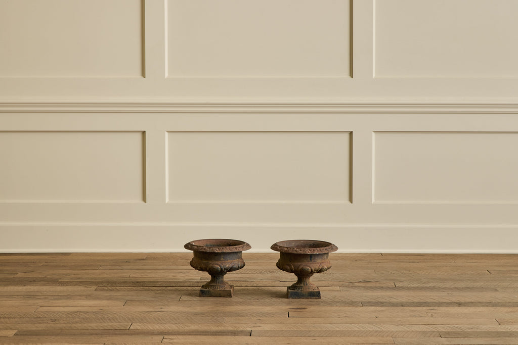 Nicky Kehoe - Pair of Brown Iron Garden Urns