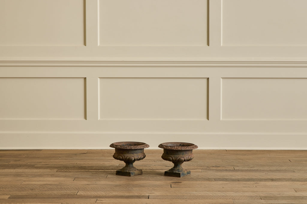 Nicky Kehoe - Pair of Brown Iron Garden Urns