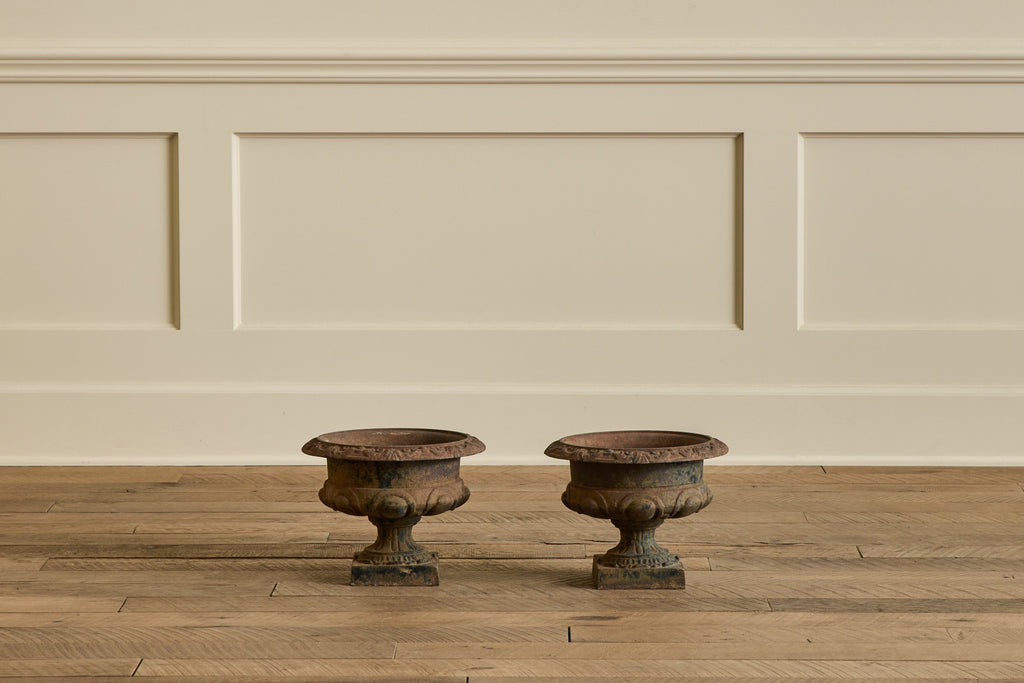Nicky Kehoe - Pair of Brown Iron Garden Urns