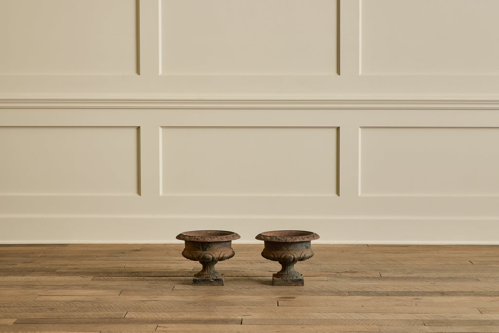 Nicky Kehoe - Pair of Brown Iron Garden Urns