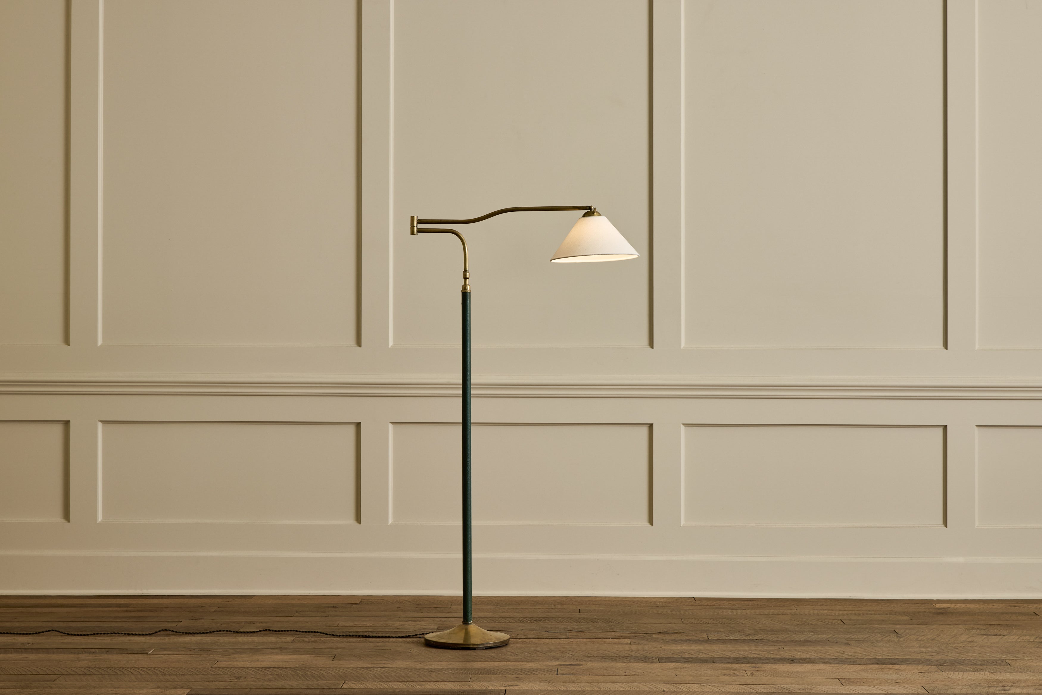 Nicky Kehoe - Green Leather & Brass Floor Lamp