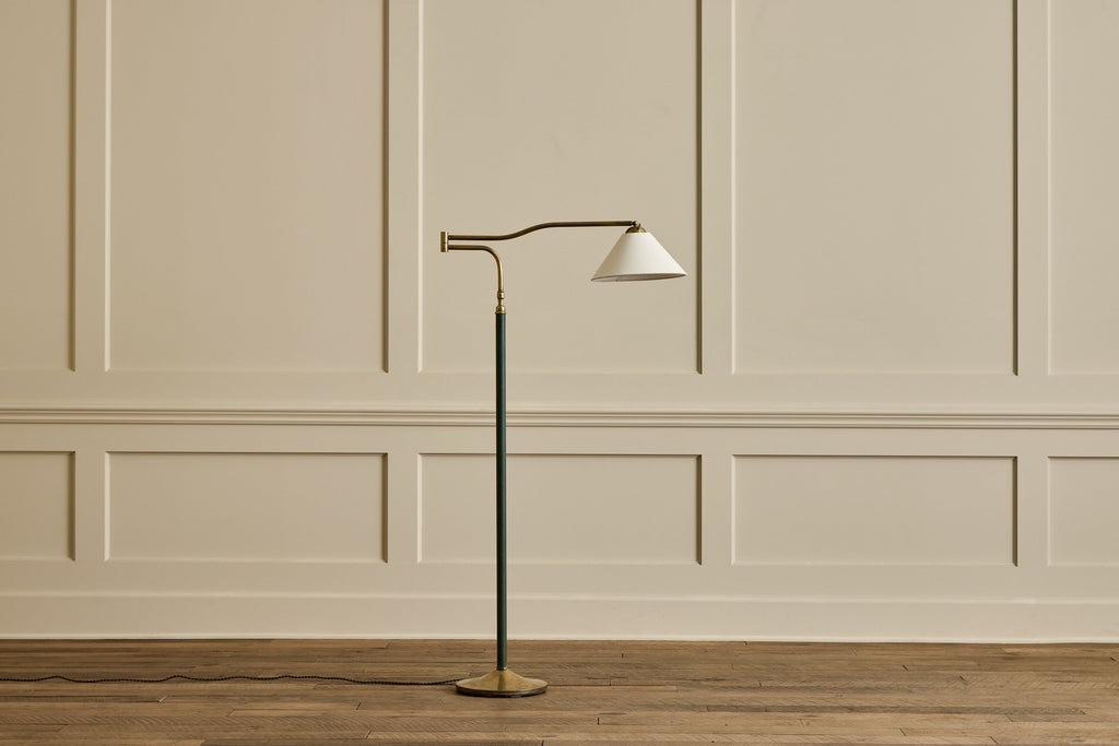 Nicky Kehoe - Green Leather & Brass Floor Lamp