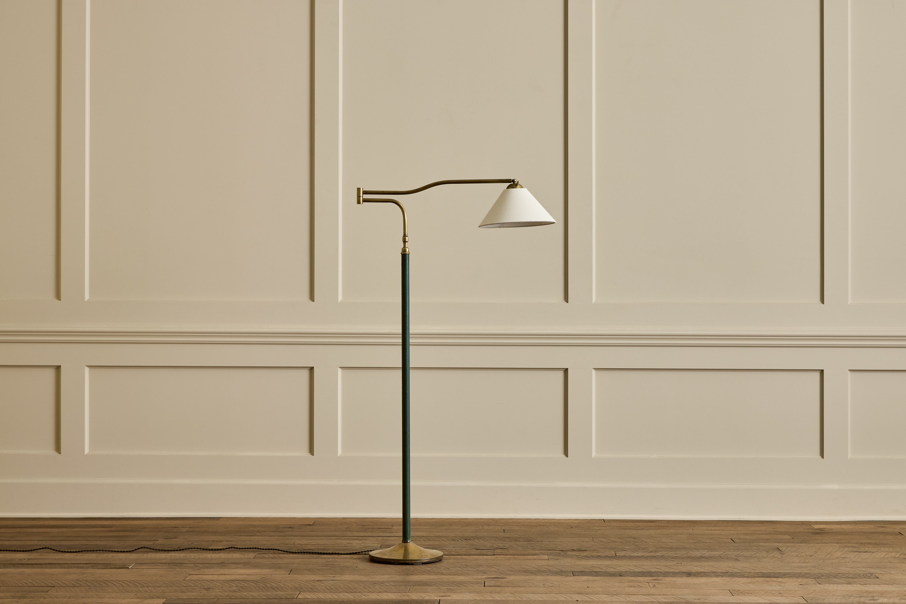 Nicky Kehoe - Green Leather & Brass Floor Lamp