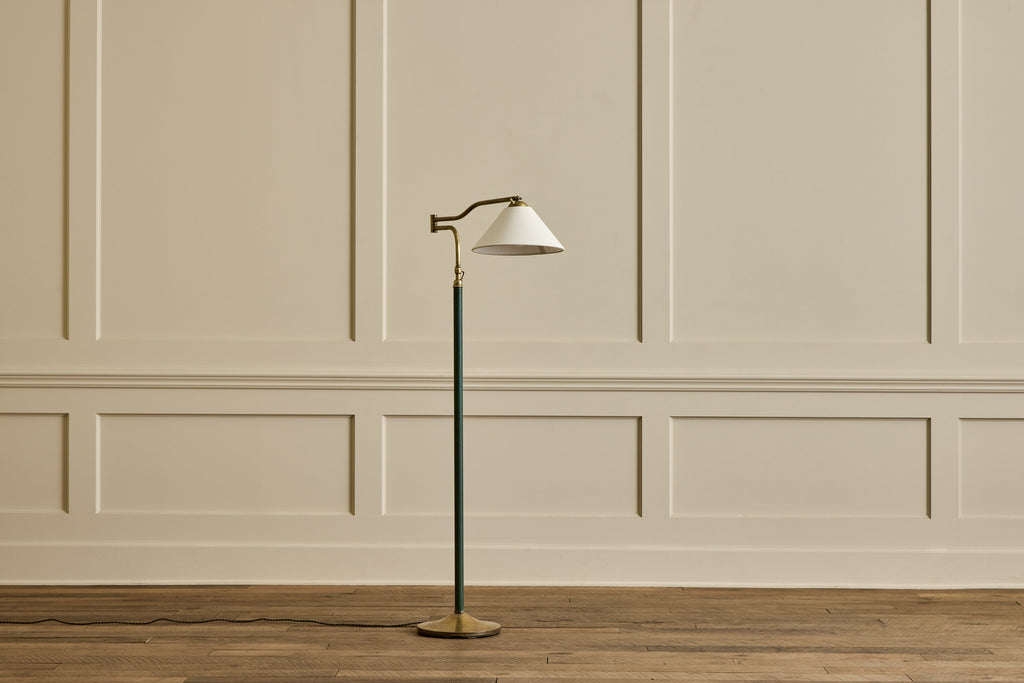 Nicky Kehoe - Green Leather & Brass Floor Lamp