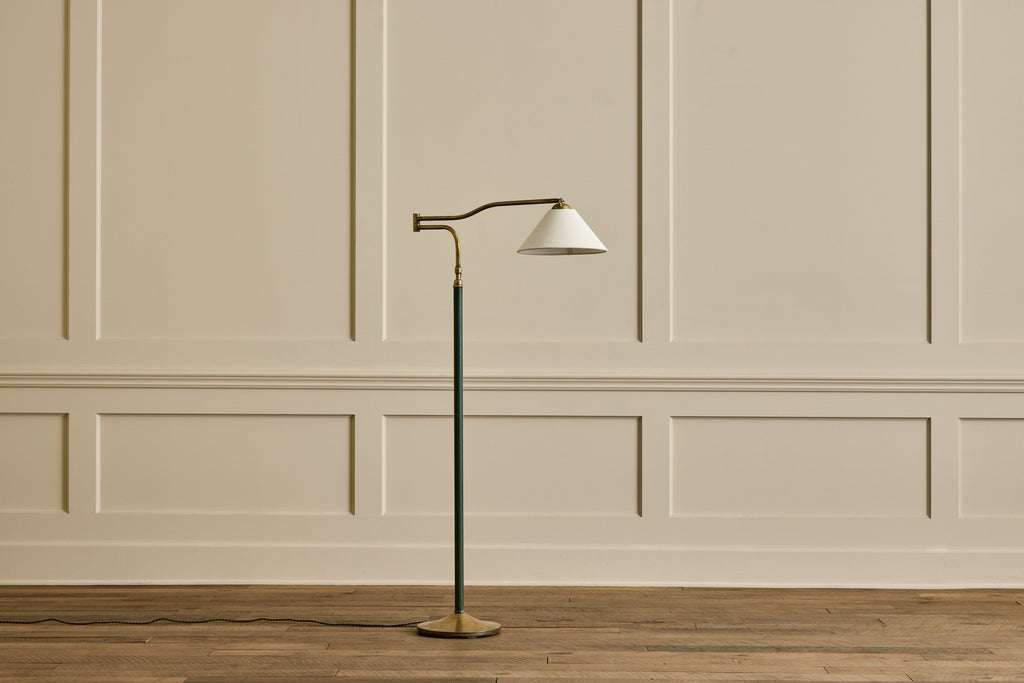 Nicky Kehoe - Green Leather & Brass Floor Lamp
