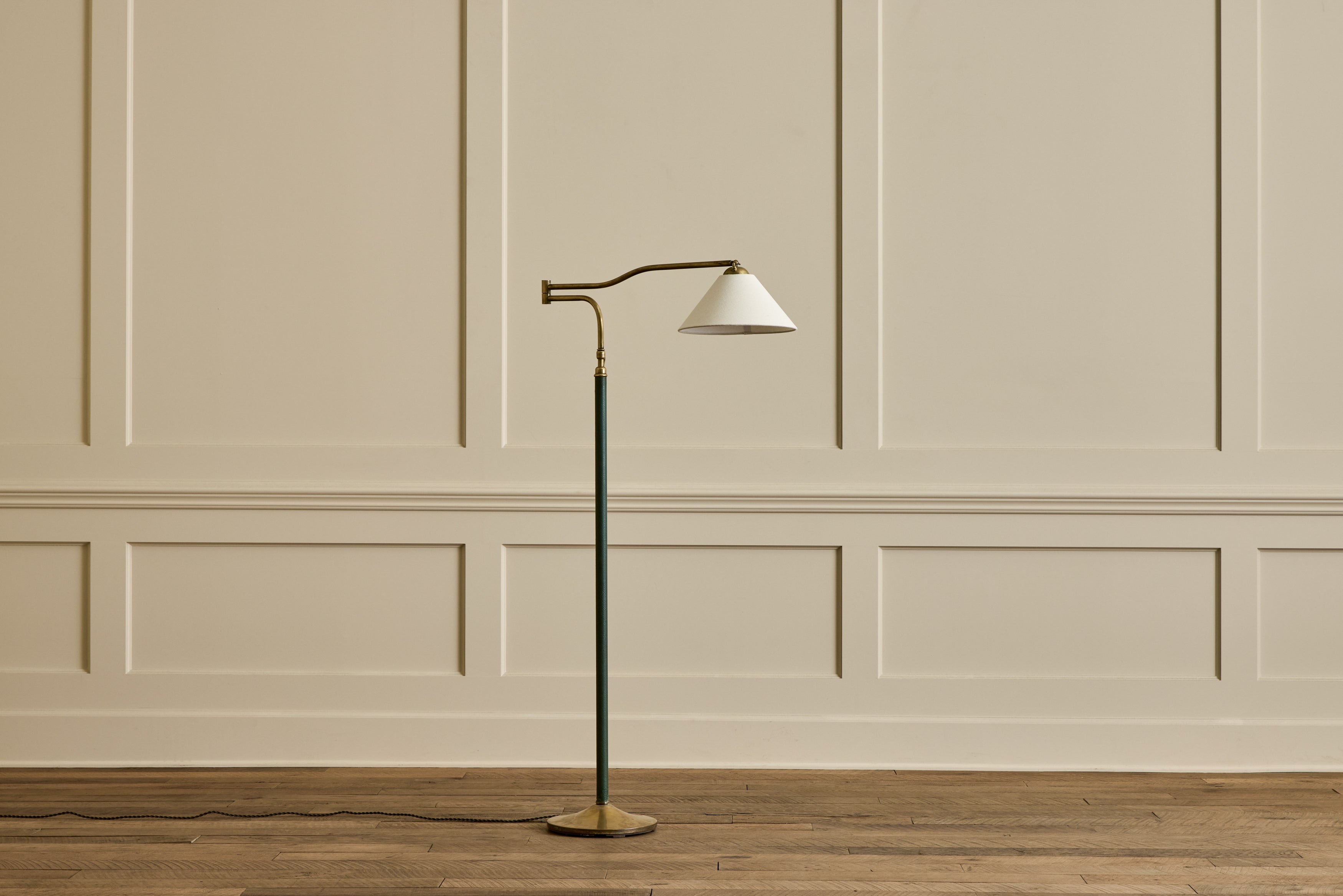 Nicky Kehoe - Green Leather & Brass Floor Lamp