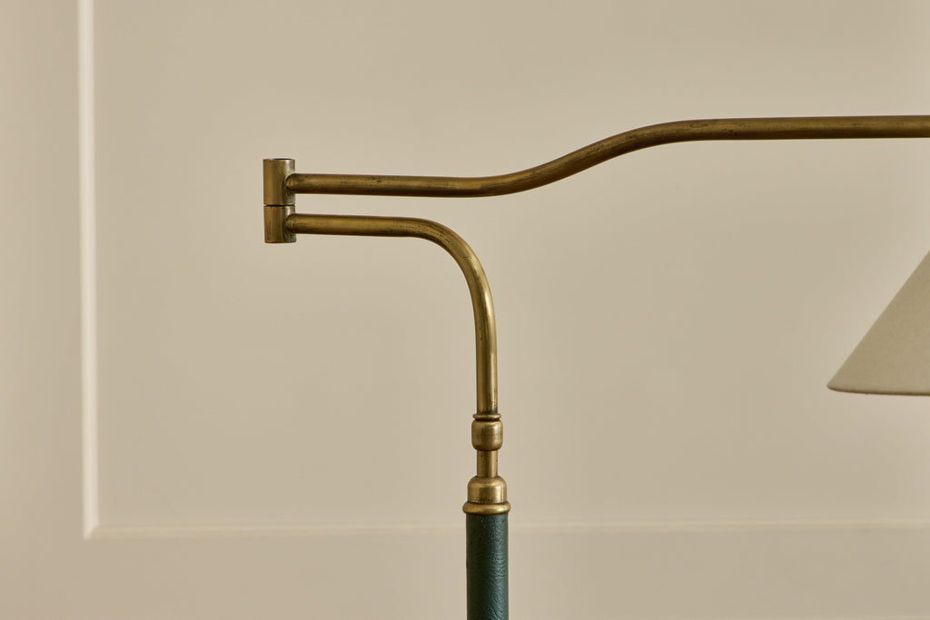 Nicky Kehoe - Green Leather & Brass Floor Lamp