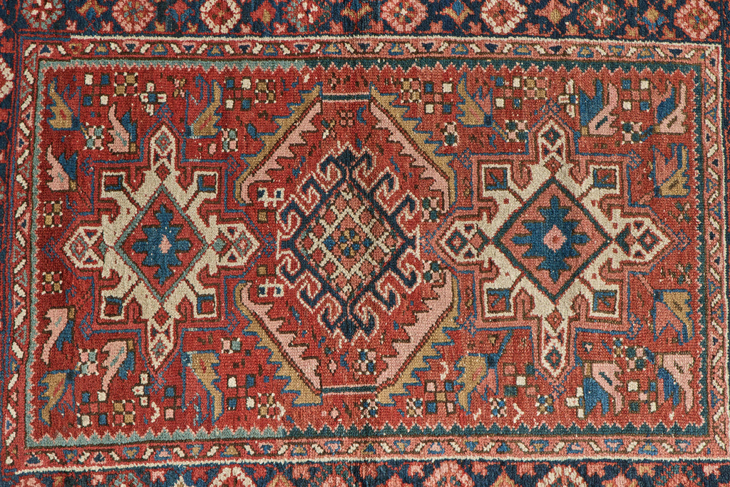 Nicky Kehoe - Red & Blue Heriz Throw Rug 3’3 X 4’2