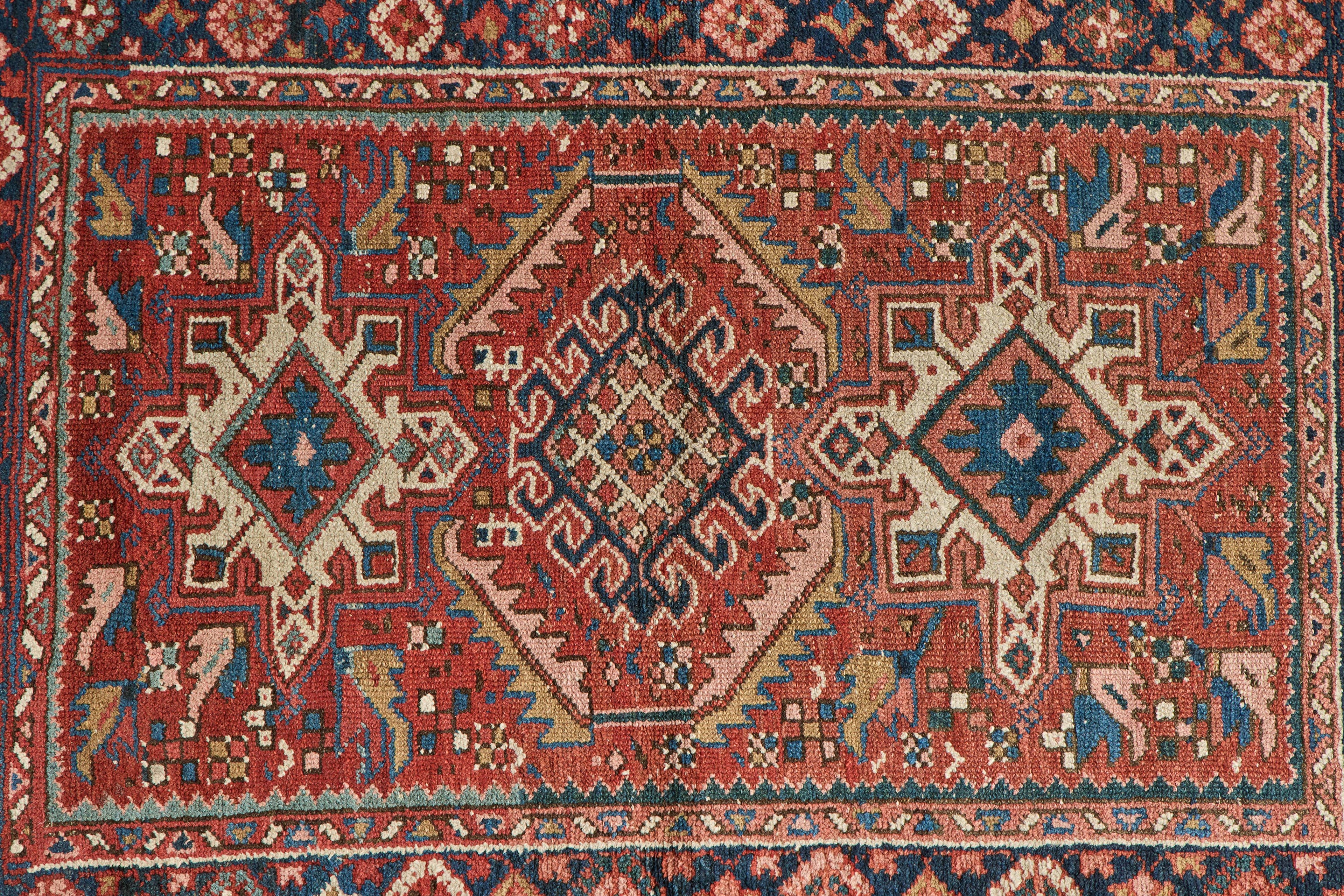 Nicky Kehoe - Red & Blue Heriz Throw Rug 3’3 X 4’2