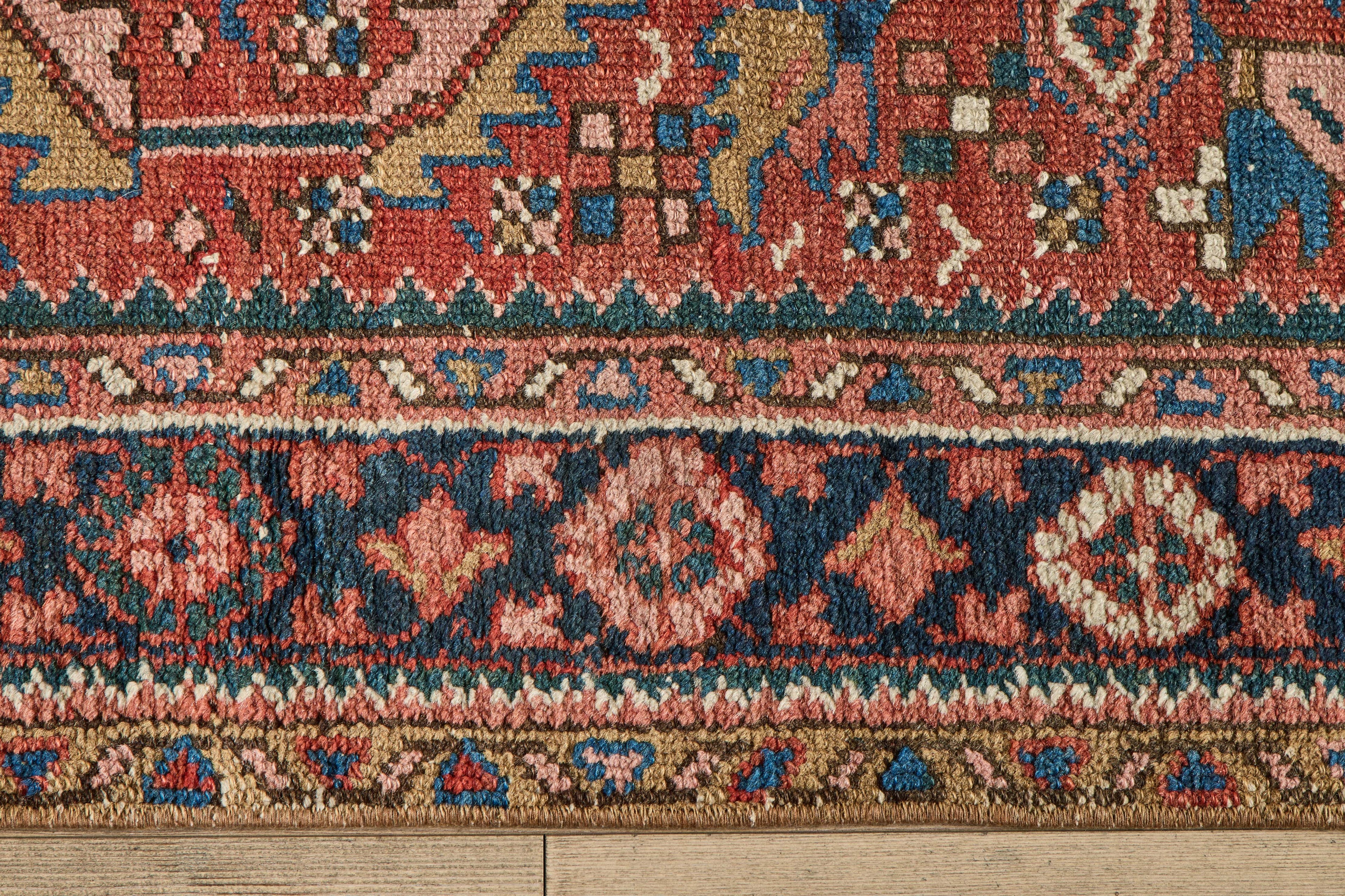 Nicky Kehoe - Red & Blue Heriz Throw Rug 3’3 X 4’2
