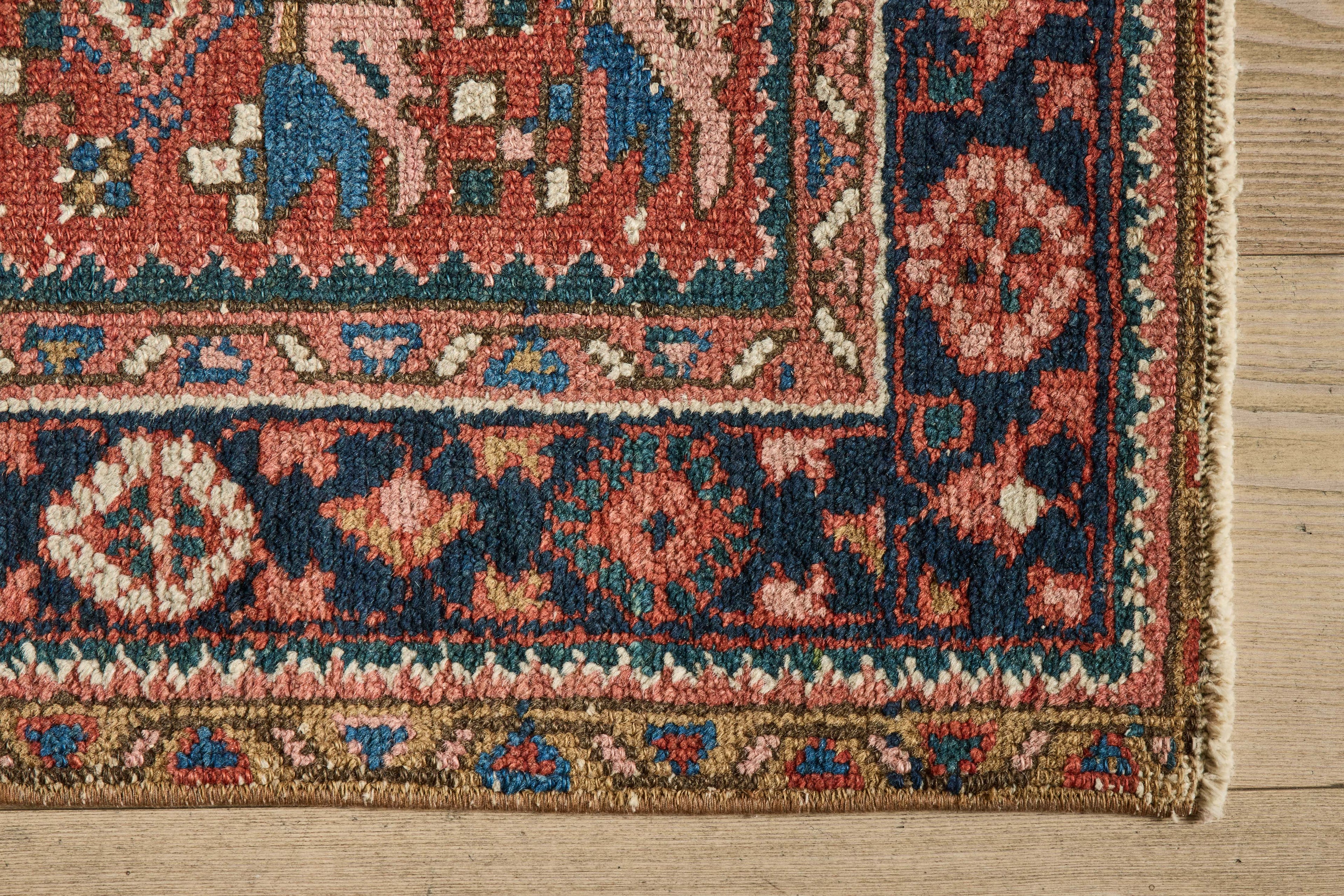 Nicky Kehoe - Red & Blue Heriz Throw Rug 3’3 X 4’2
